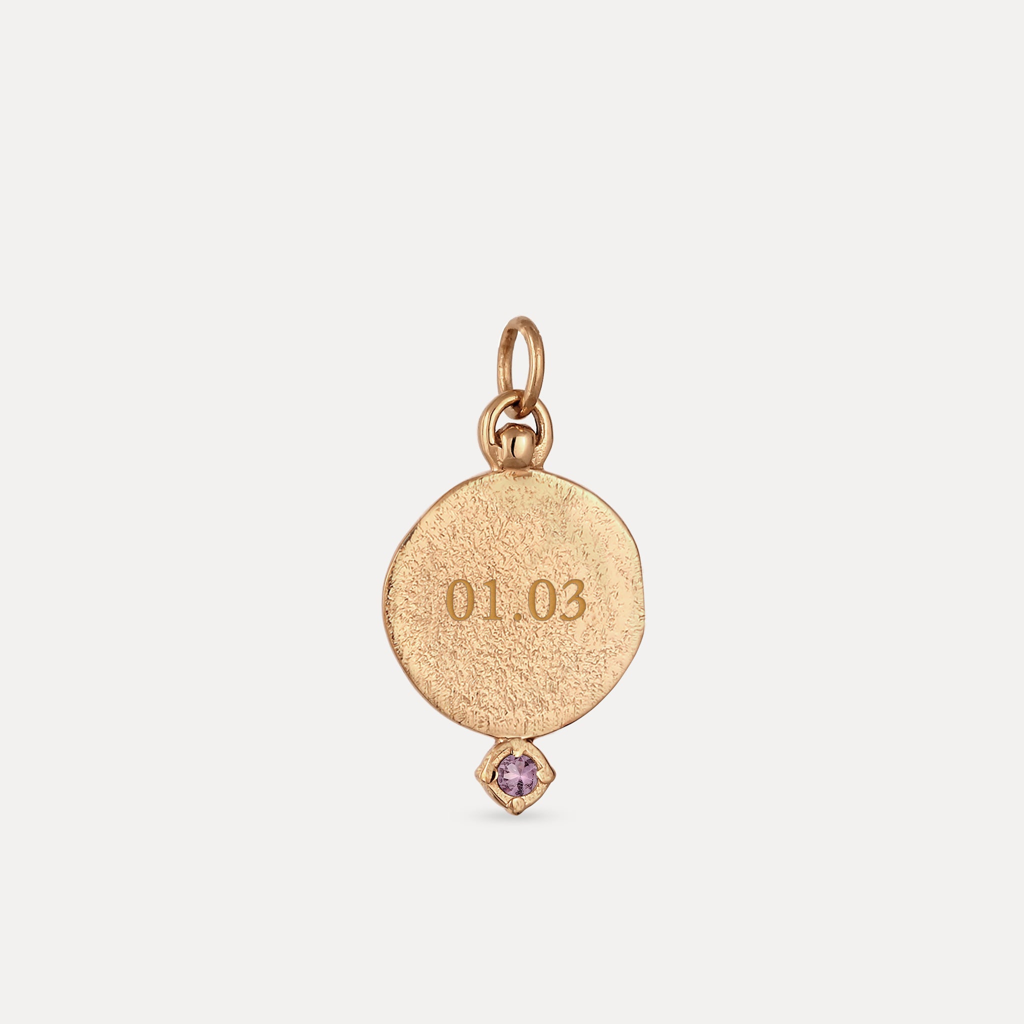 Amethyst Engravable Fluid Medallion Anhänger – Antique | 585 Gold