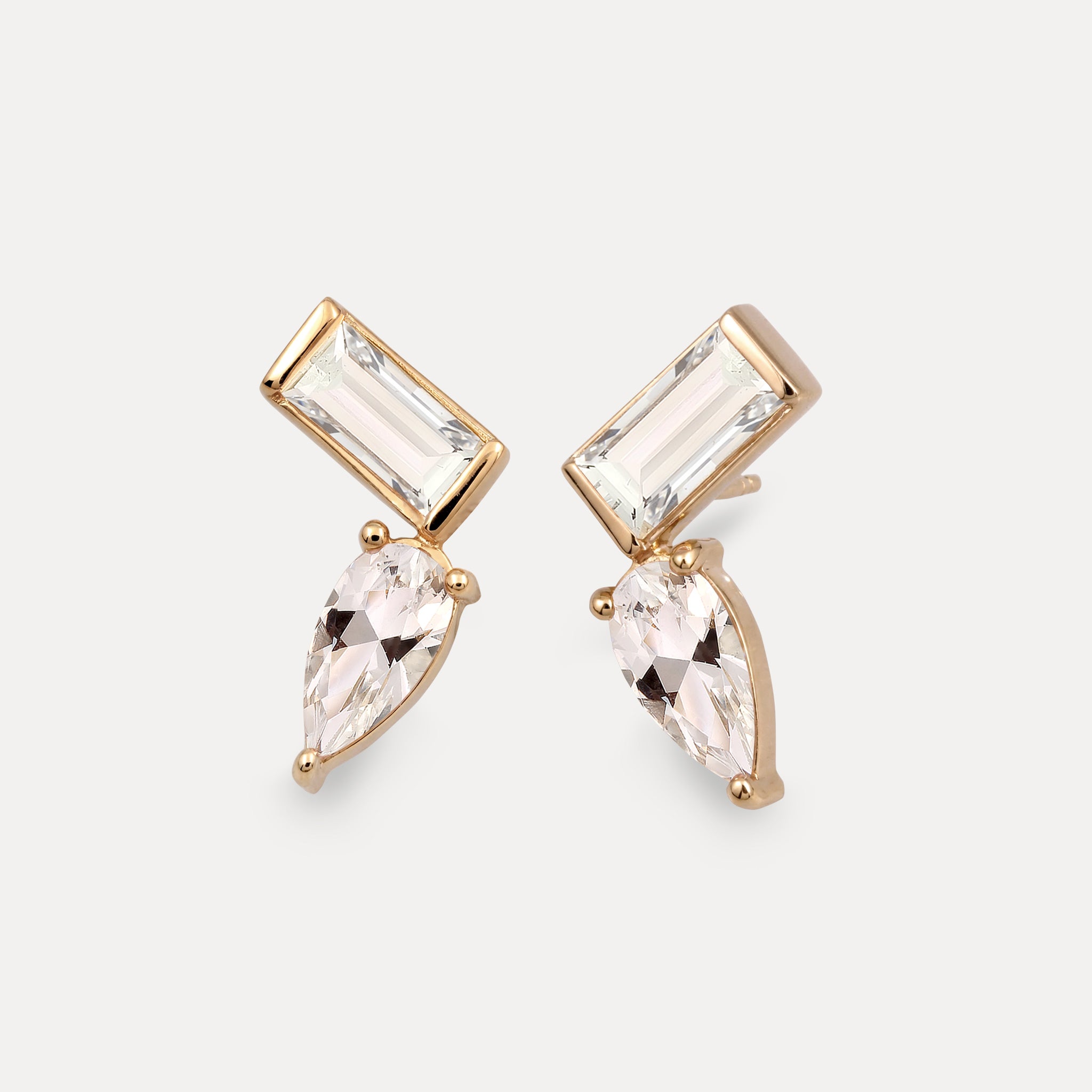 Beryll Balance Dual Ohrstecker Ohrringe | 585 Gold