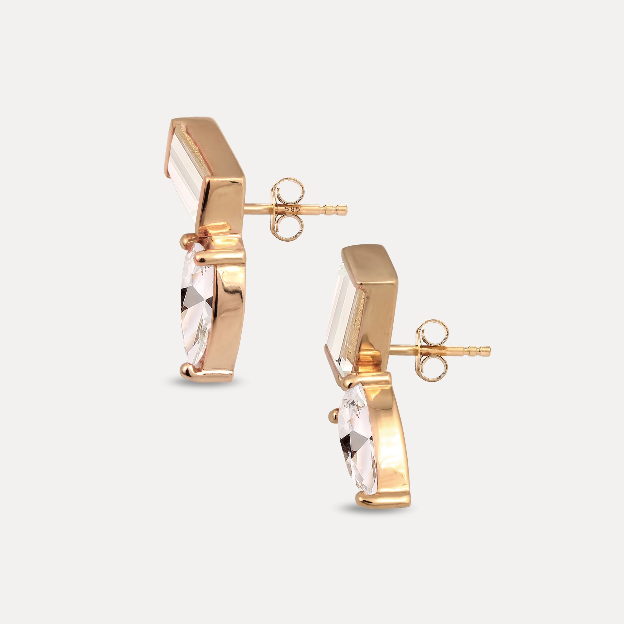 Beryll Balance Dual Ohrstecker Ohrringe | 585 Gold