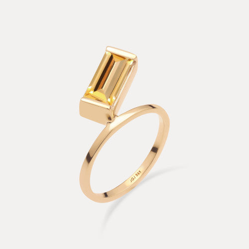 Citrin Balance Baguette Ring | 585 Gold