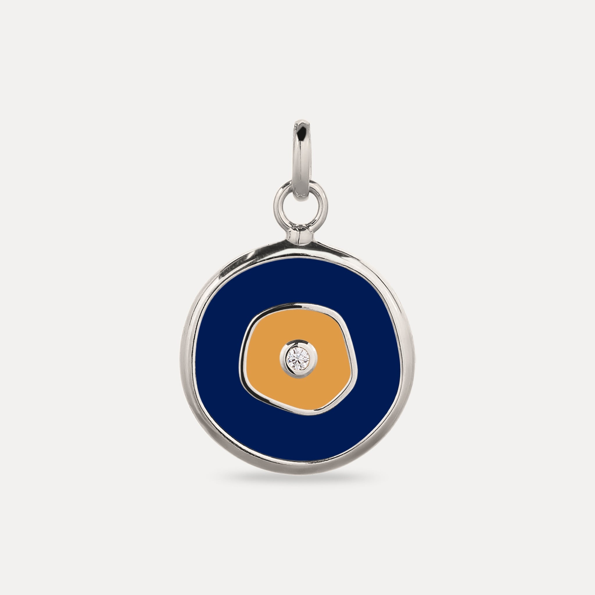 Weißer Saphir Evil Eye Anhänger Dunkelblau