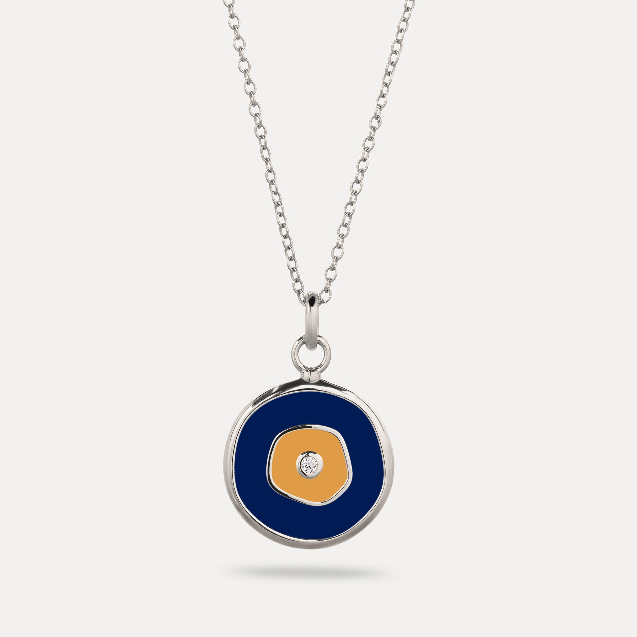 Weißer Saphir Evil Eye Anhänger Dunkelblau