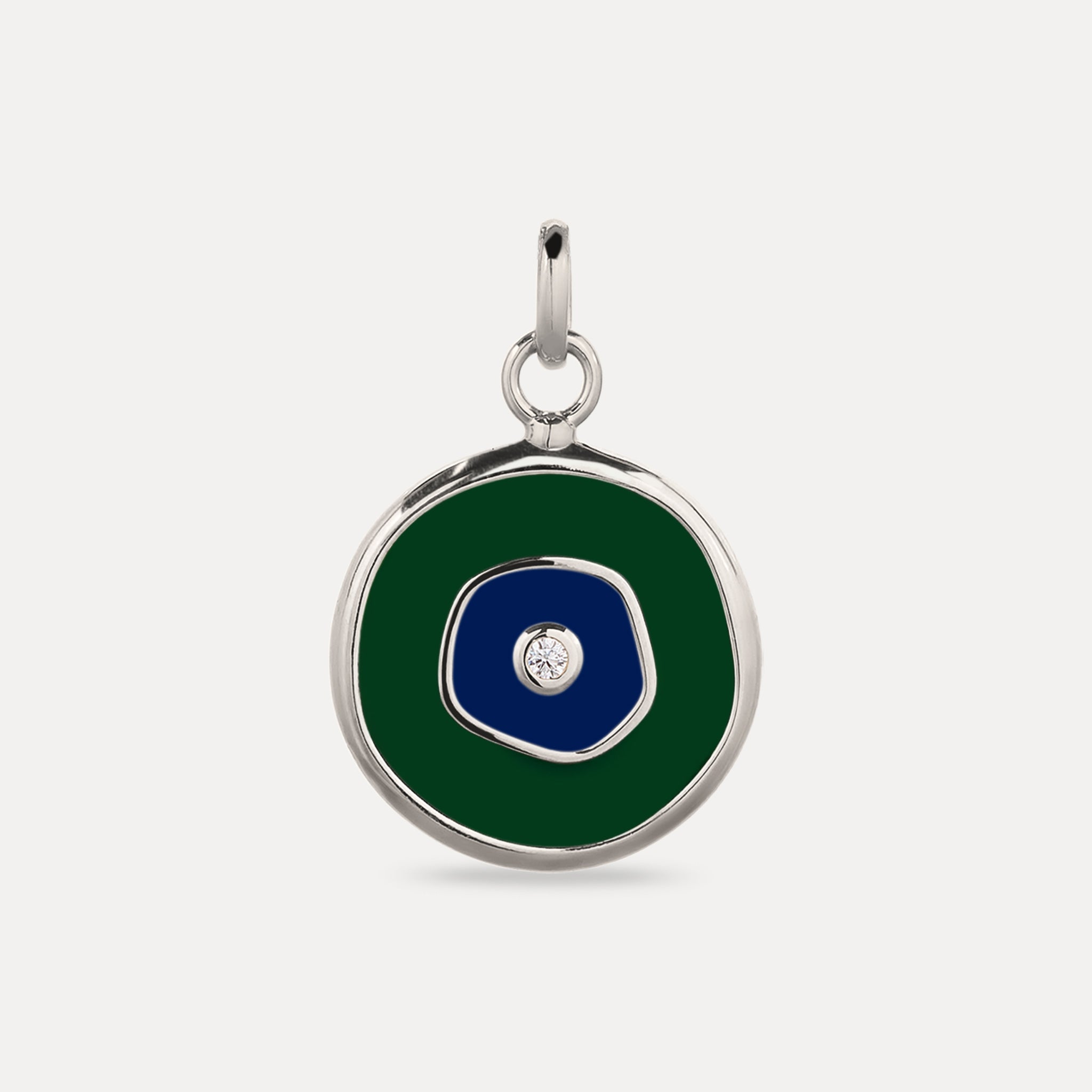 Weißer Saphir Evil Eye Anhänger Dunkelgrün