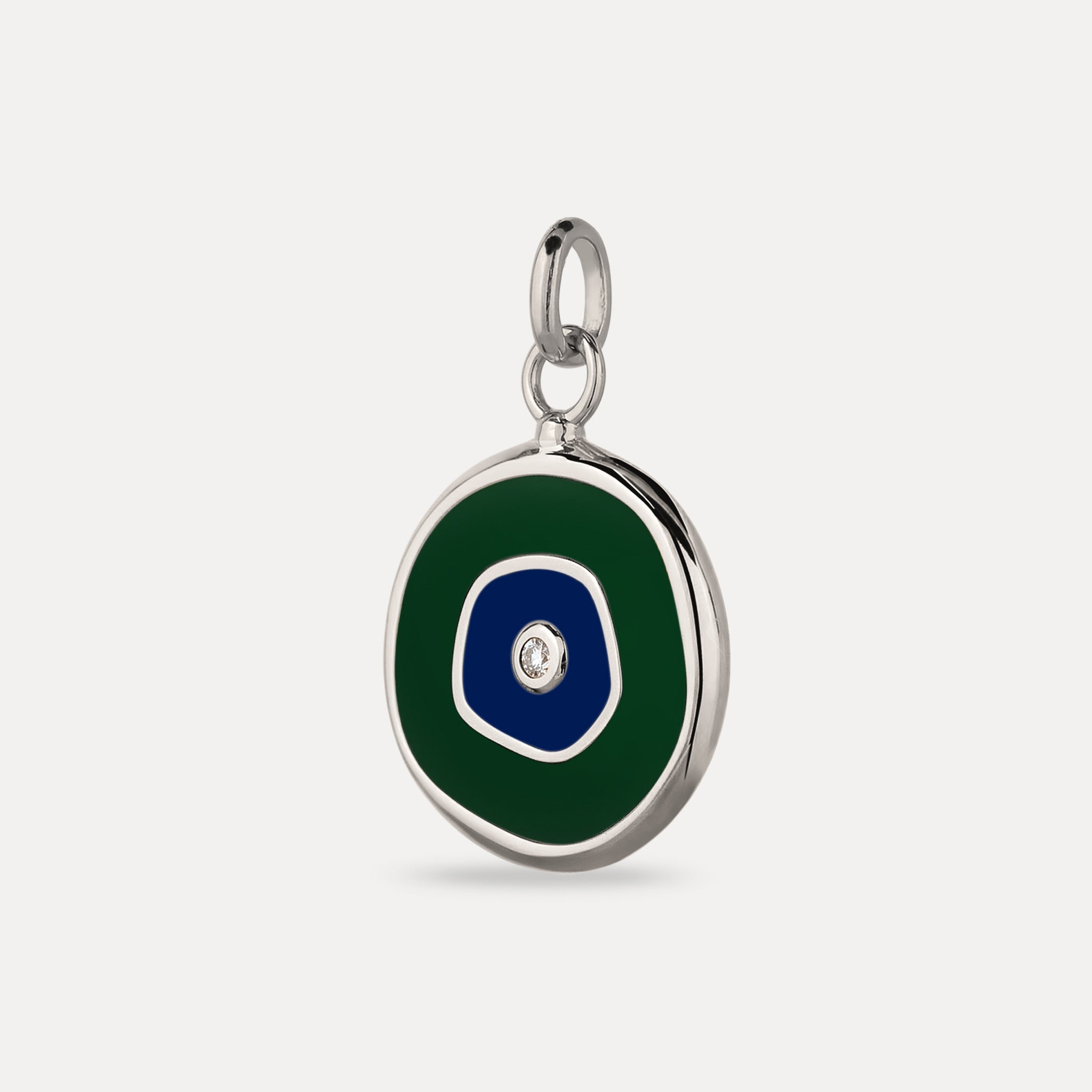 Weißer Saphir Evil Eye Anhänger Dunkelgrün