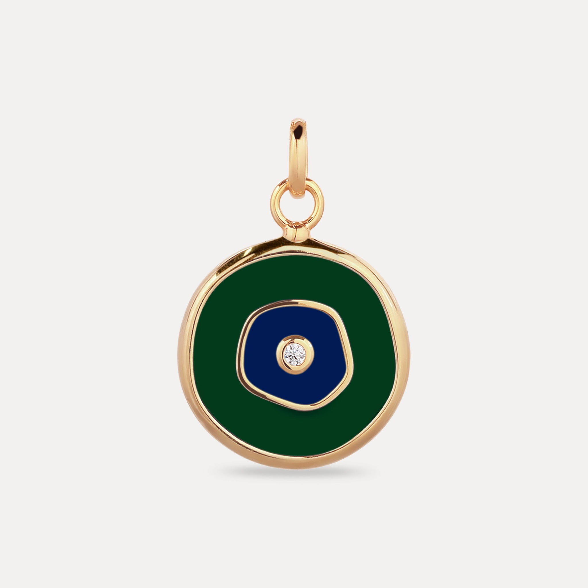 Weißer Saphir Evil Eye Anhänger Dunkelgrün