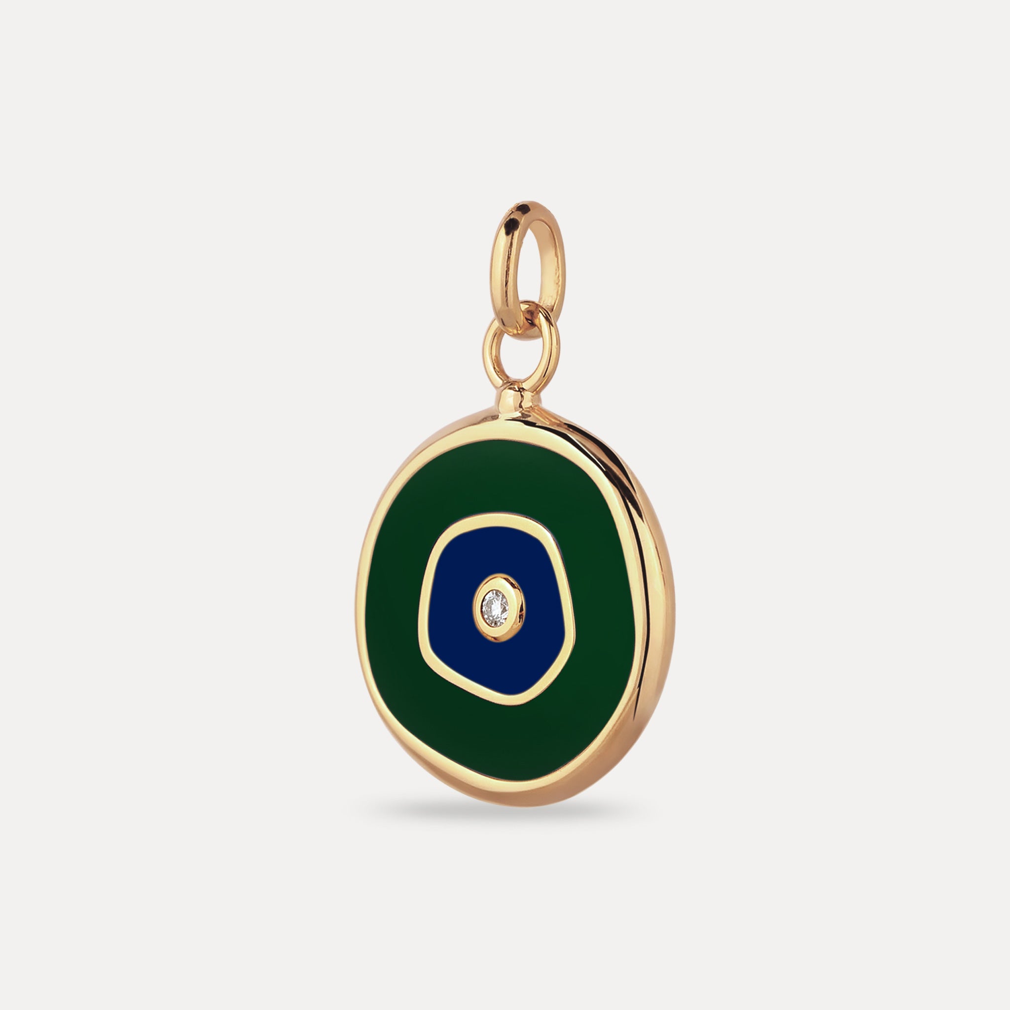 Weißer Saphir Evil Eye Anhänger Dunkelgrün