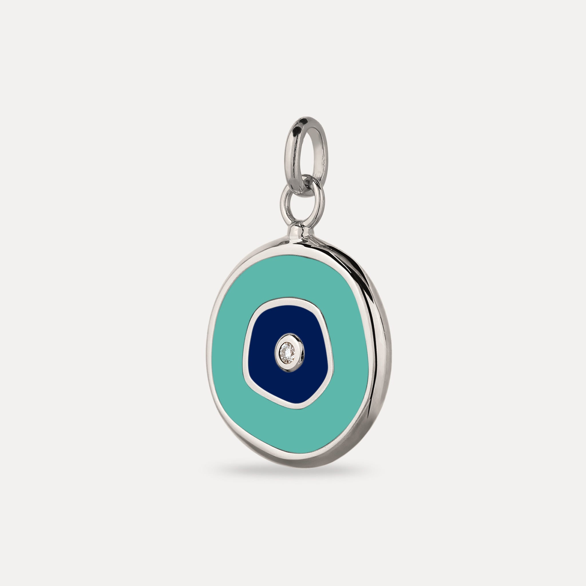 Weißer Saphir Evil Eye Anhänger Türkis