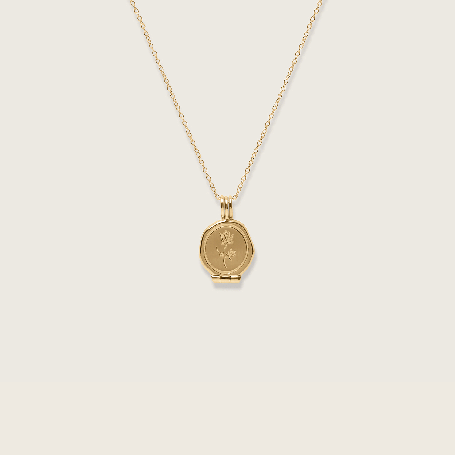 Floral Seal Medaillon Kette | 585 Gold