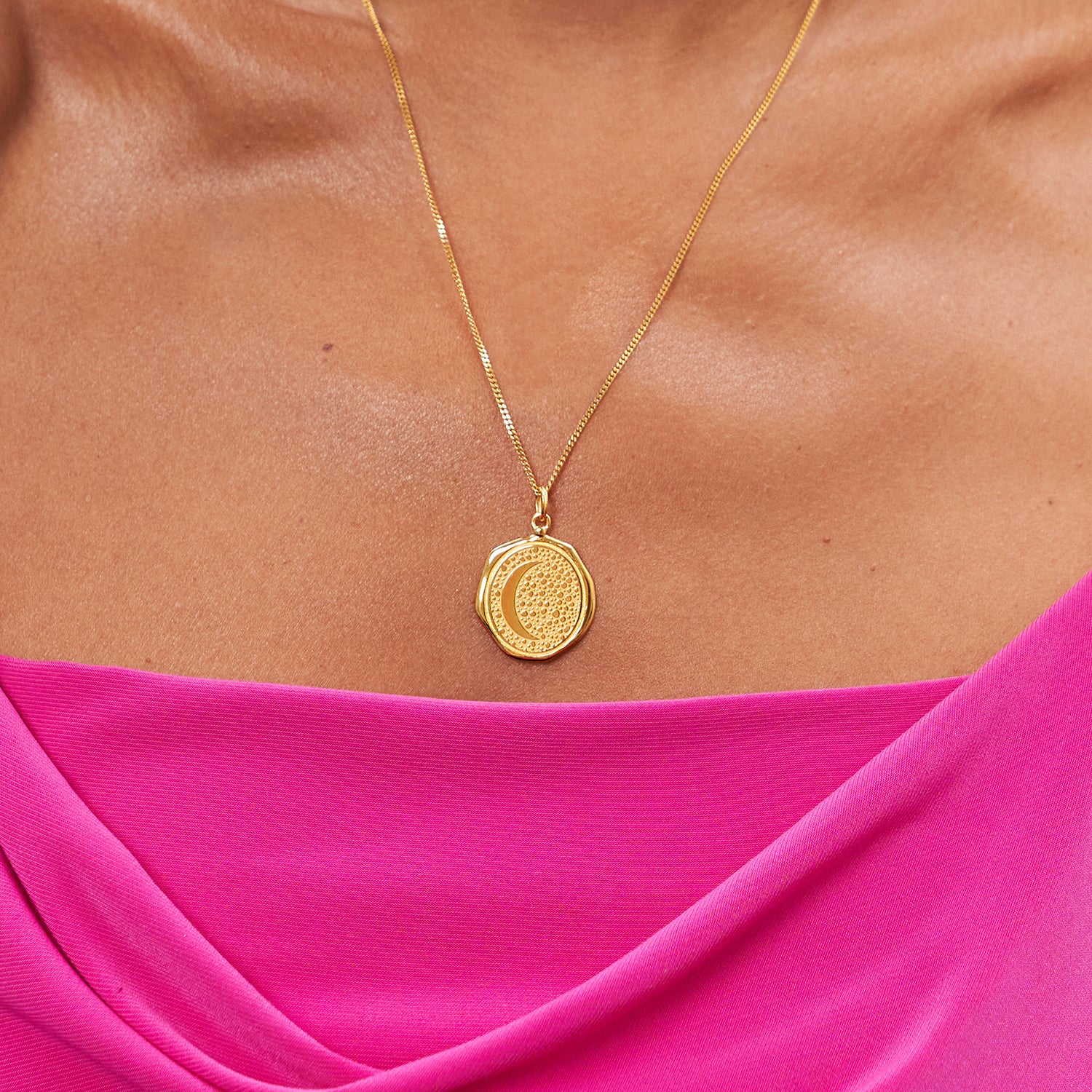 Moon Large Seal Anhänger | 585 Gold