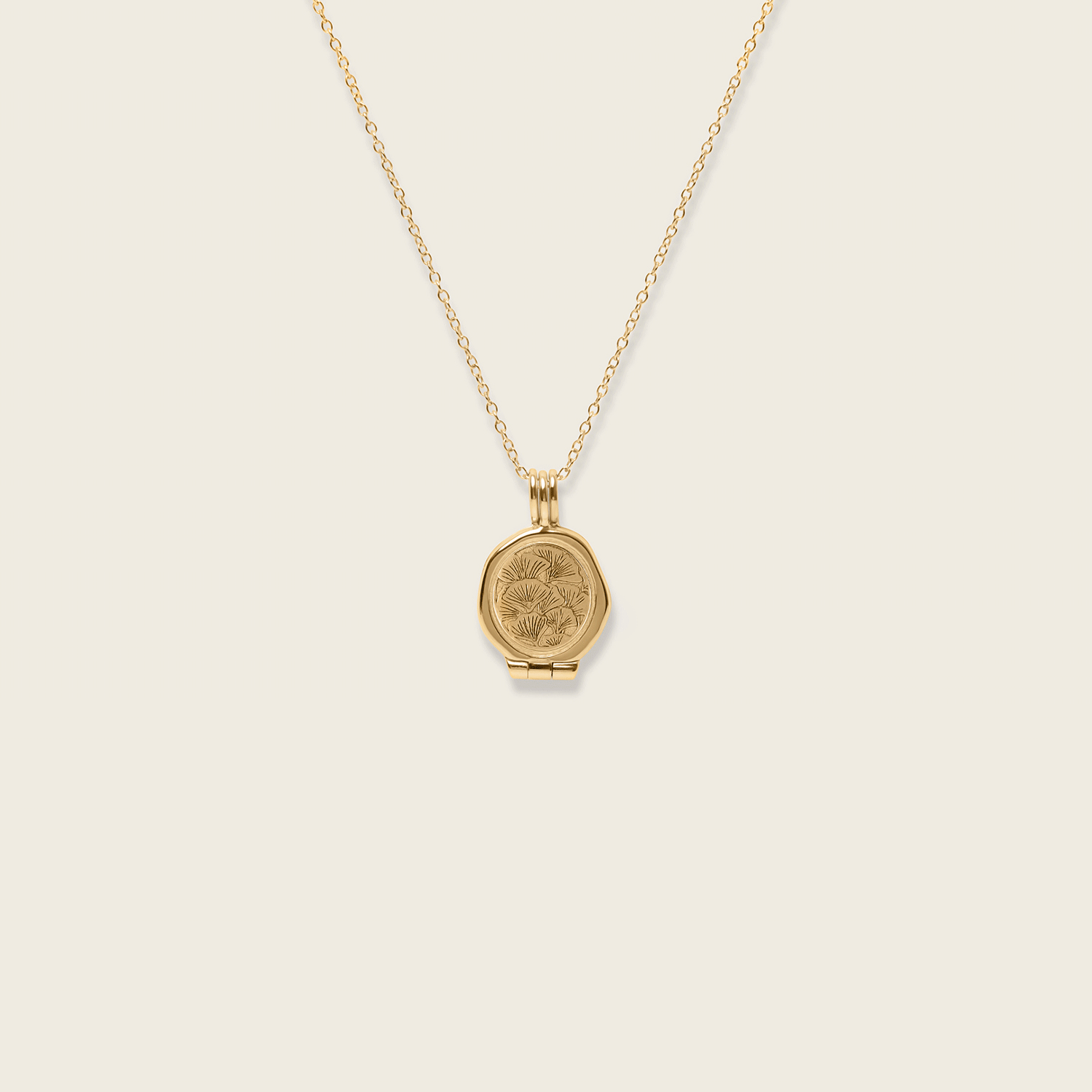 Nouveau Flower Seal Medaillon Kette | 585 Gold