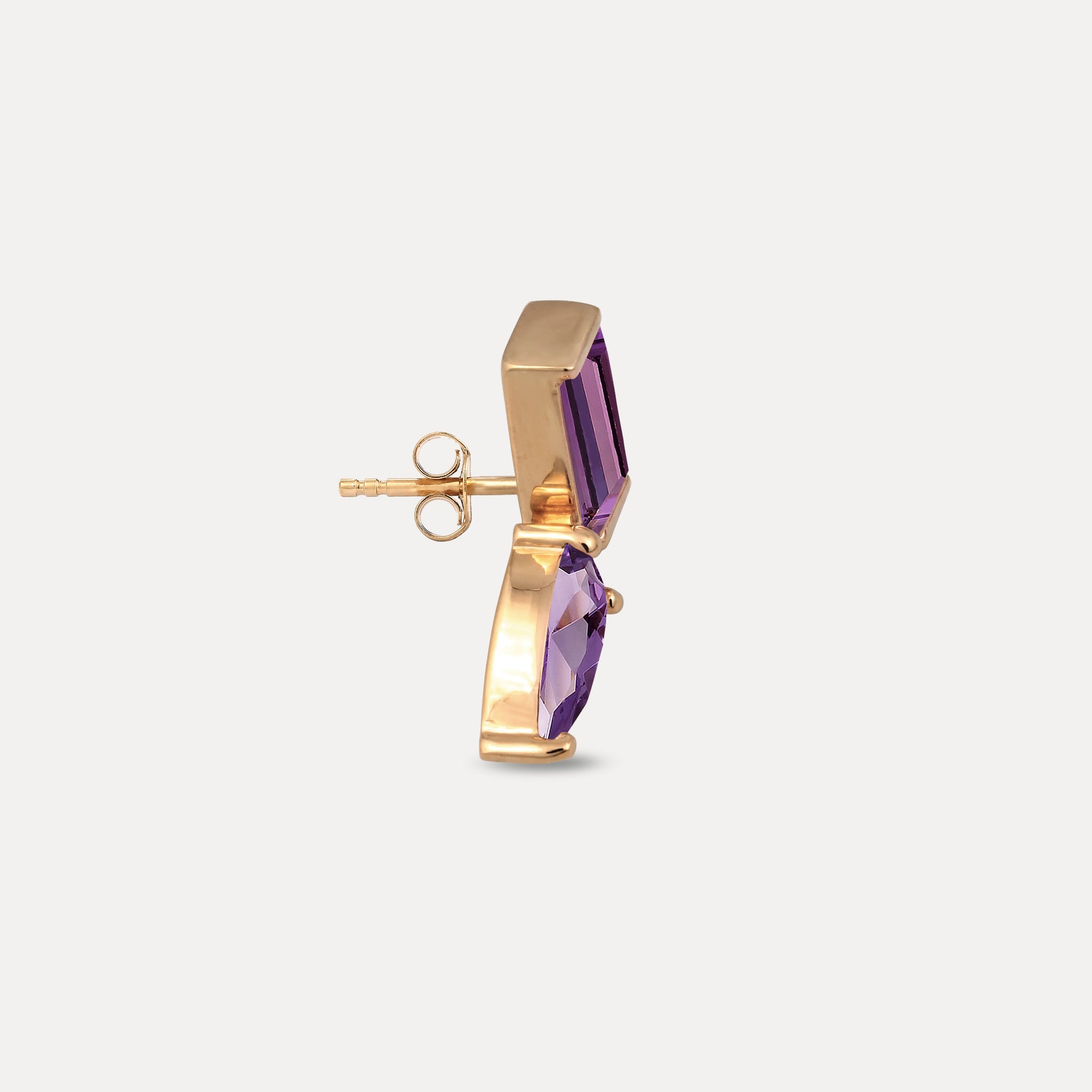 Amethyst Balance Dual Ohrstecker Ohrringe - Single | 585 Gold