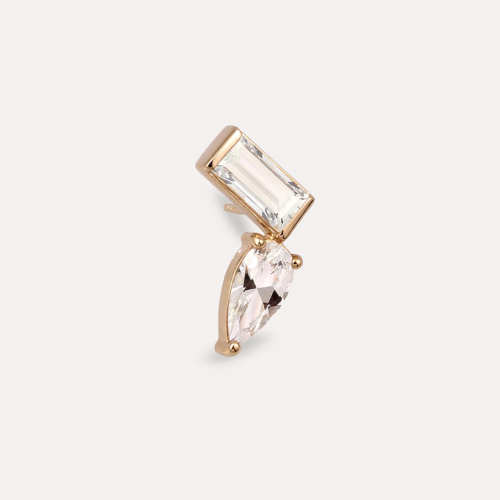 Beryll Balance Dual Ohrstecker Ohrringe - Single | 585 Gold