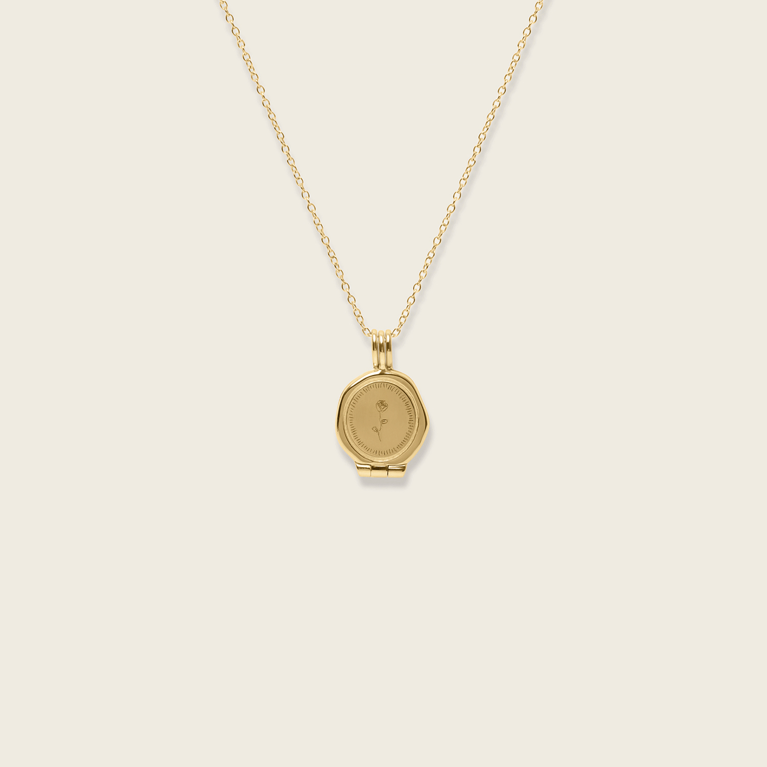 Rose Seal Medaillon Kette | 585 Gold