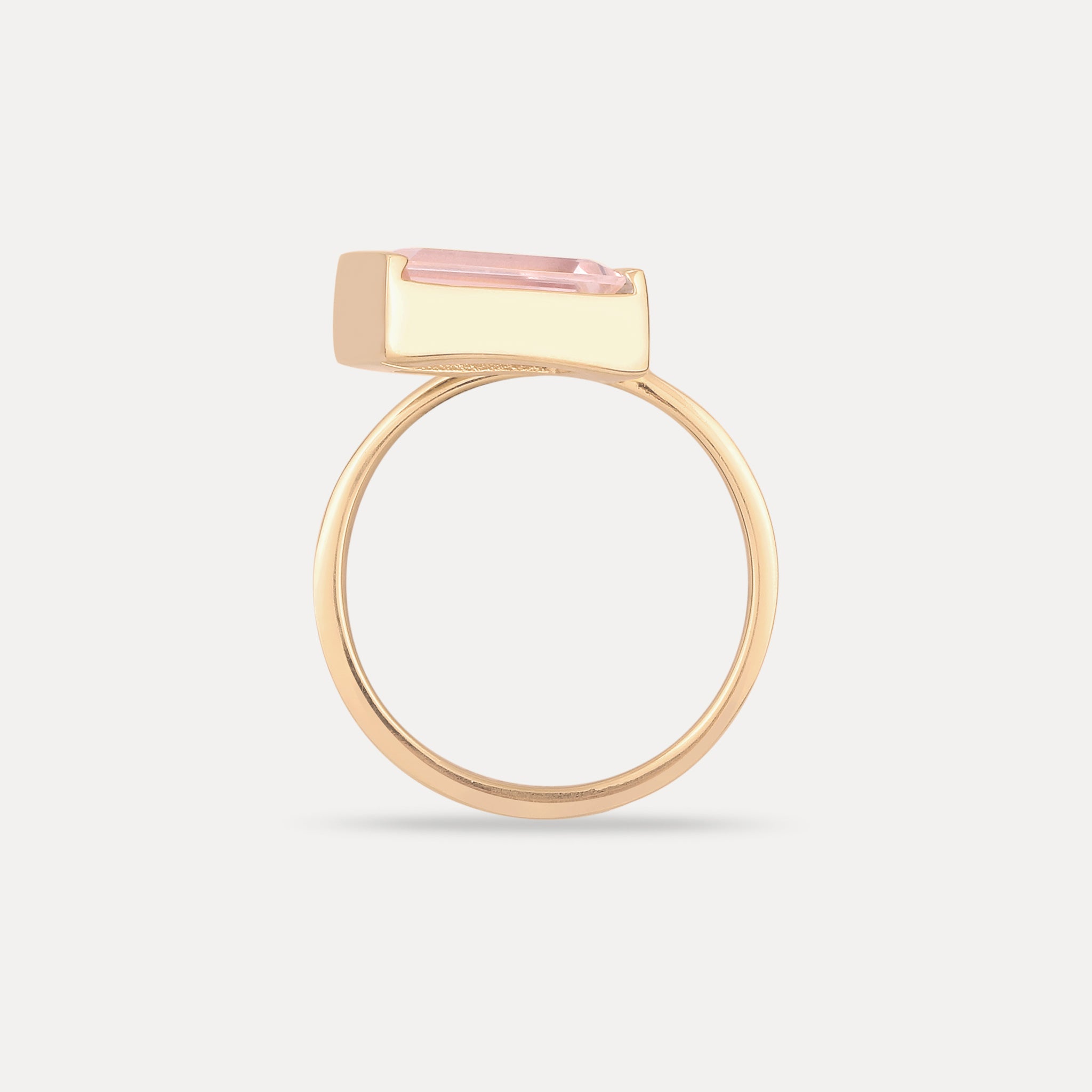 Rosenquarz Balance Baguette Ring | 585 Gold