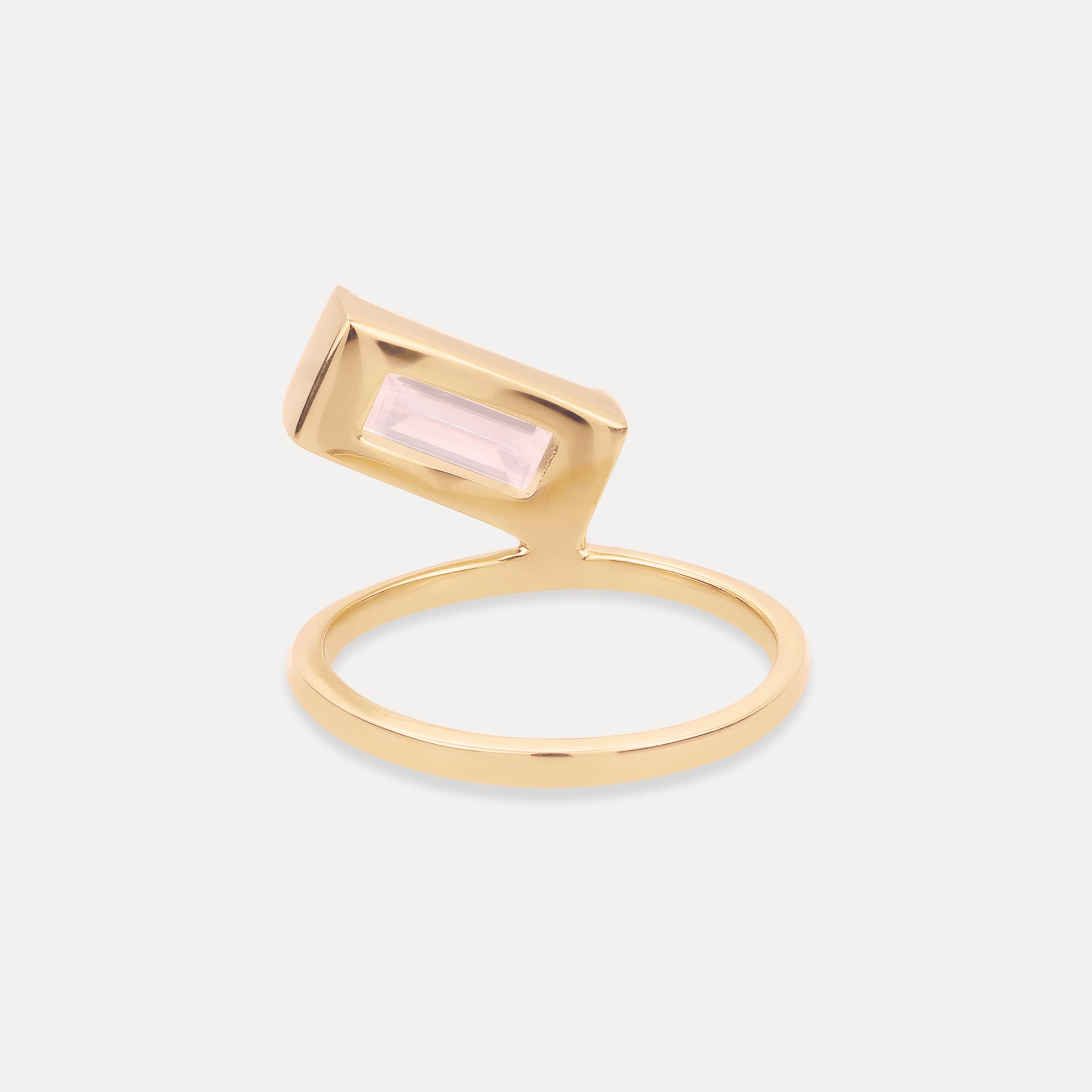 Rosenquarz Balance Baguette Ring | 585 Gold
