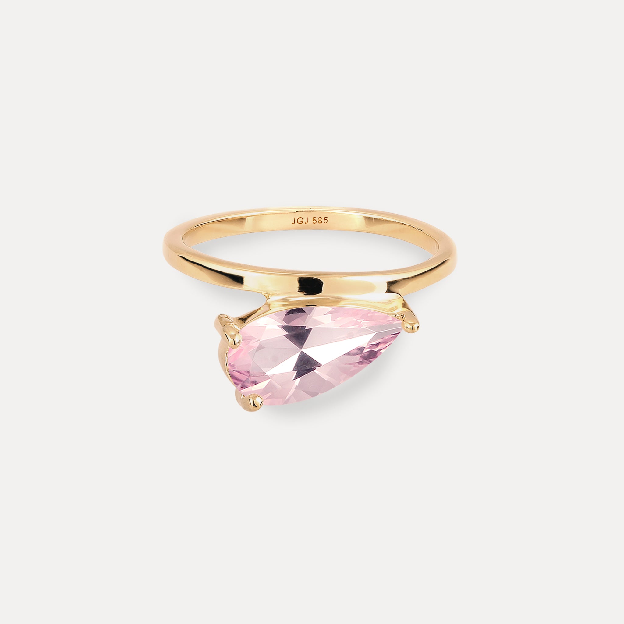 Rosenquarz Balance Drop Ring | 585 Gold