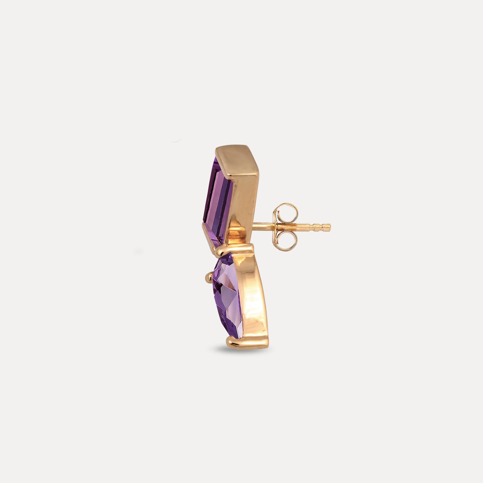 Amethyst Balance Dual Ohrstecker Ohrringe - Single | 585 Gold