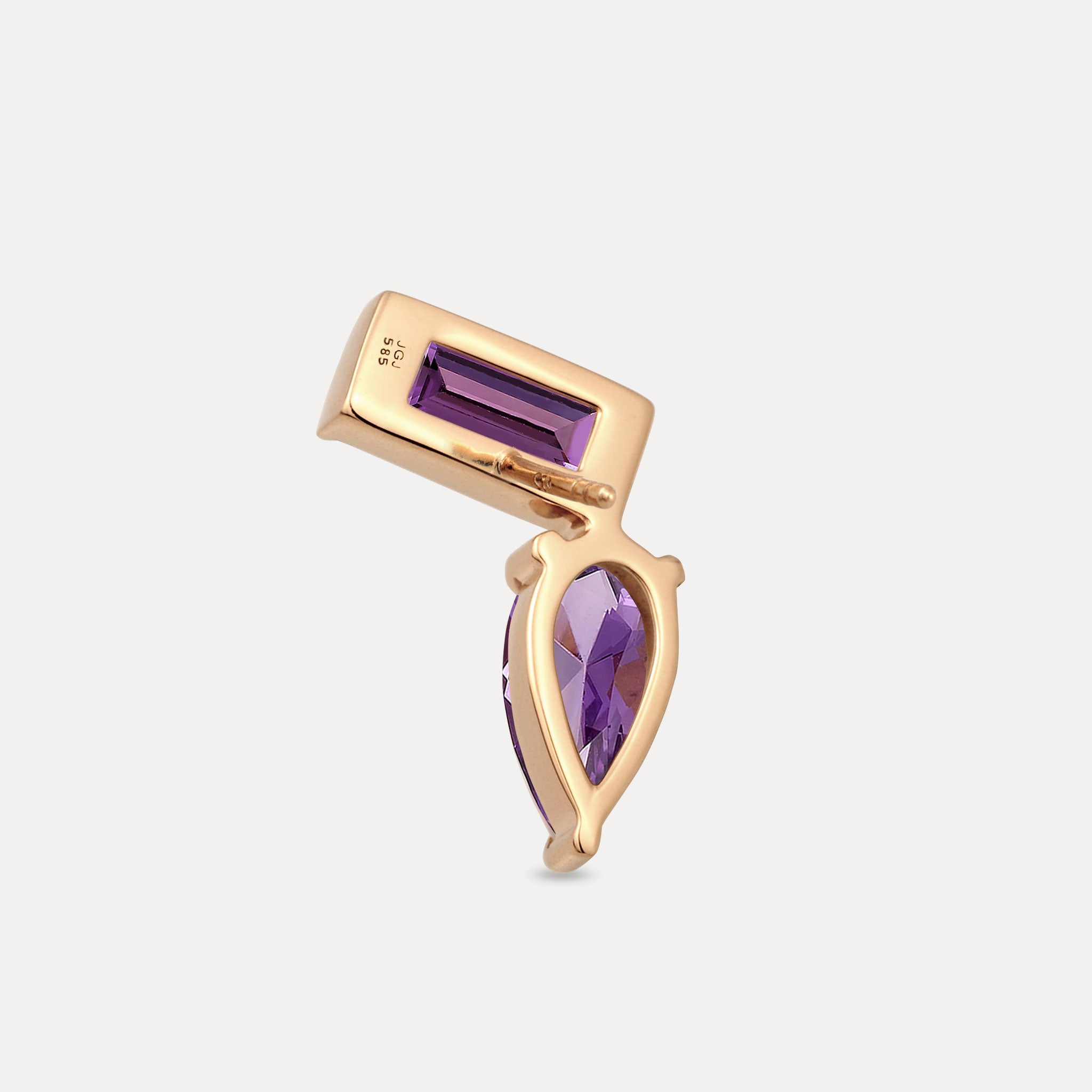 Amethyst Balance Dual Ohrstecker Ohrringe - Single | 585 Gold