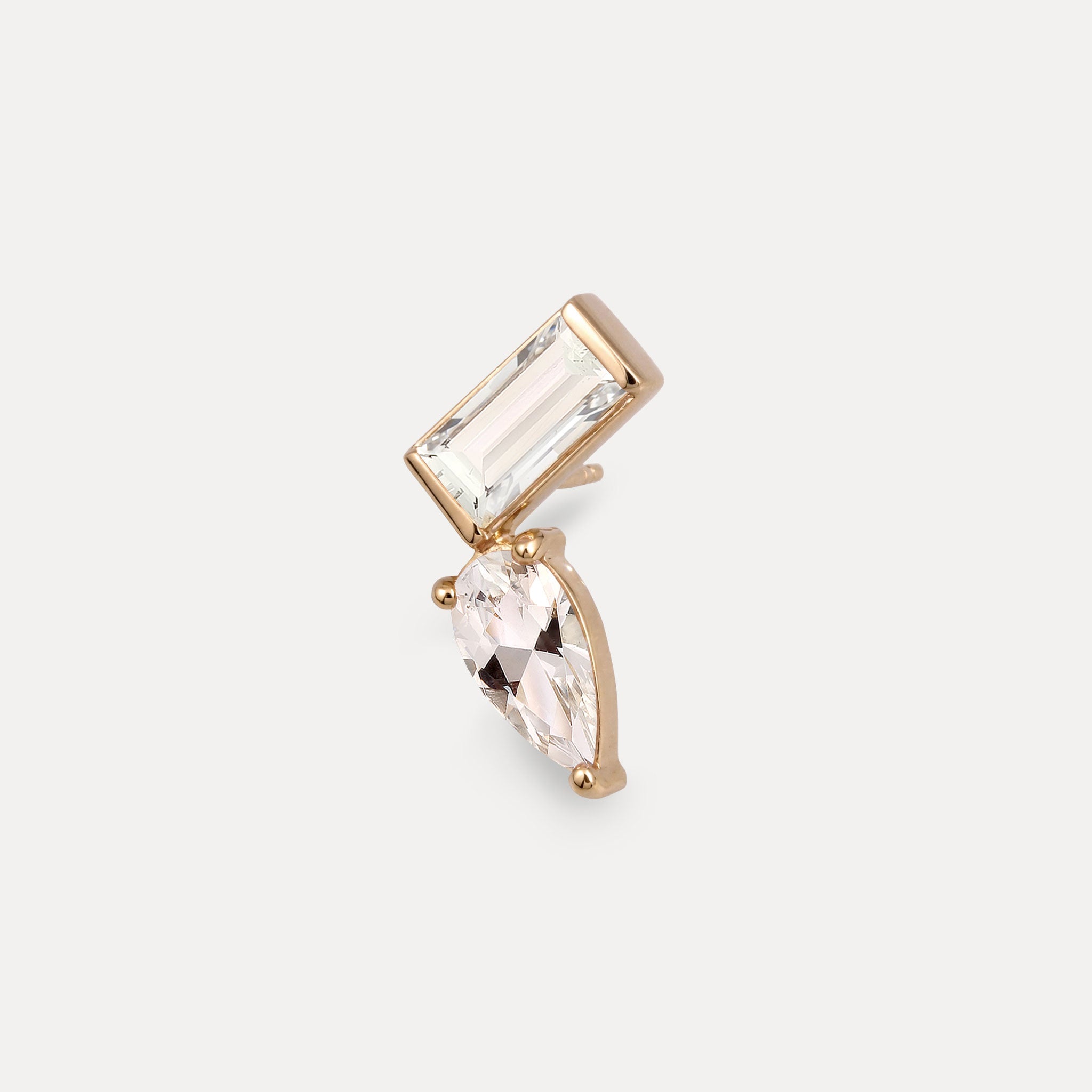 Beryll Balance Dual Ohrstecker Ohrringe - Single | 585 Gold