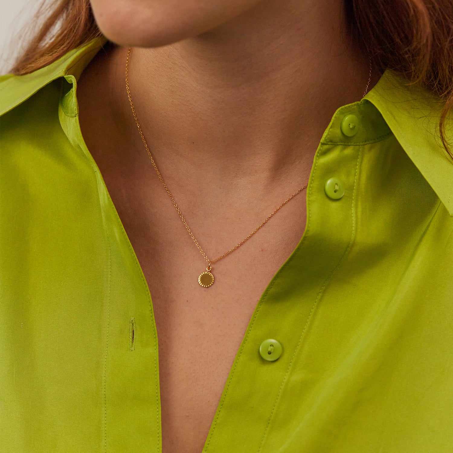 Engravable Biscuit Tag Kette Round | 585 Gold