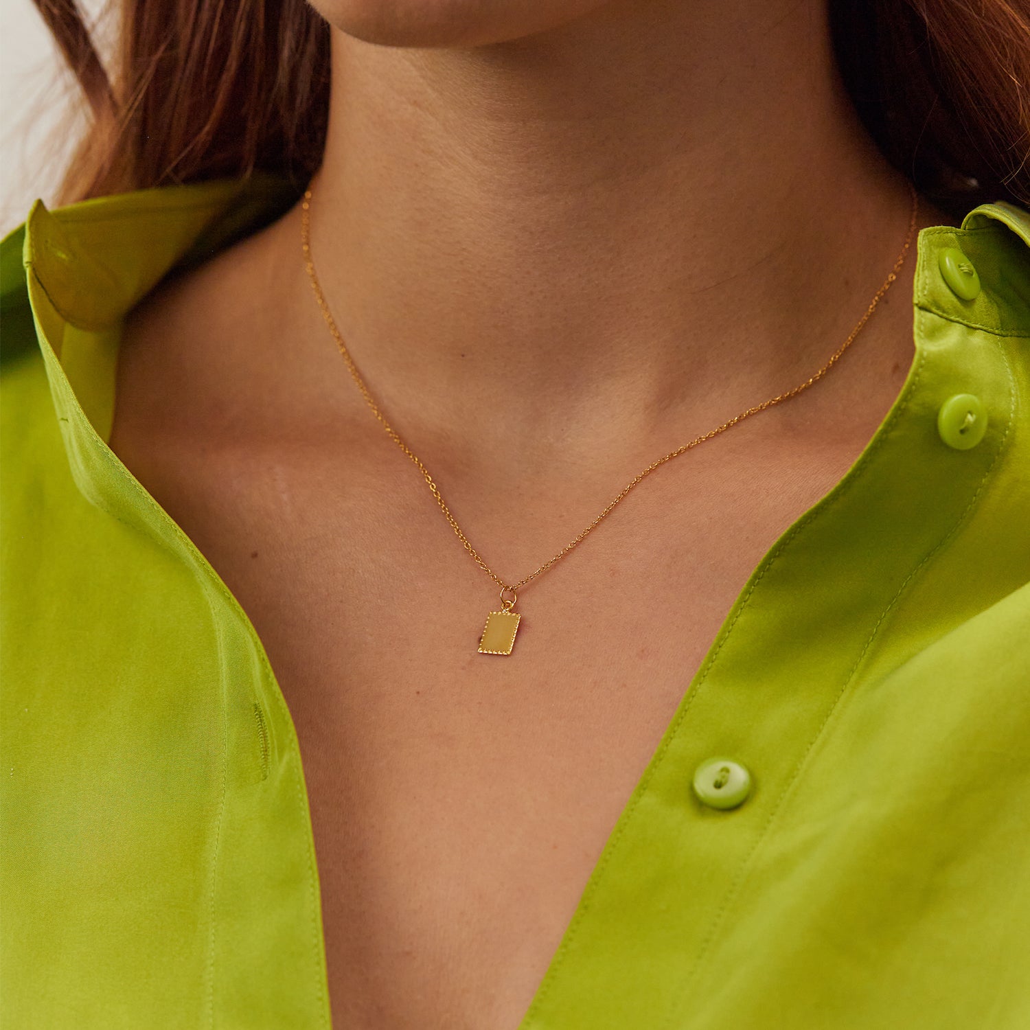 Engravable Biscuit Tag Kette Square | 585 Gold