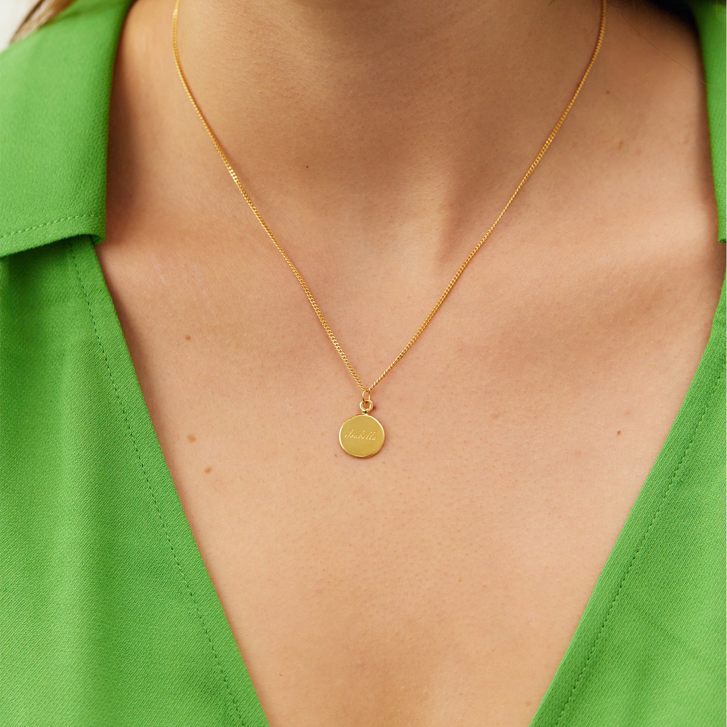 Engravable Fluid Medallion Anhänger | 585 Gold - Hochglanz