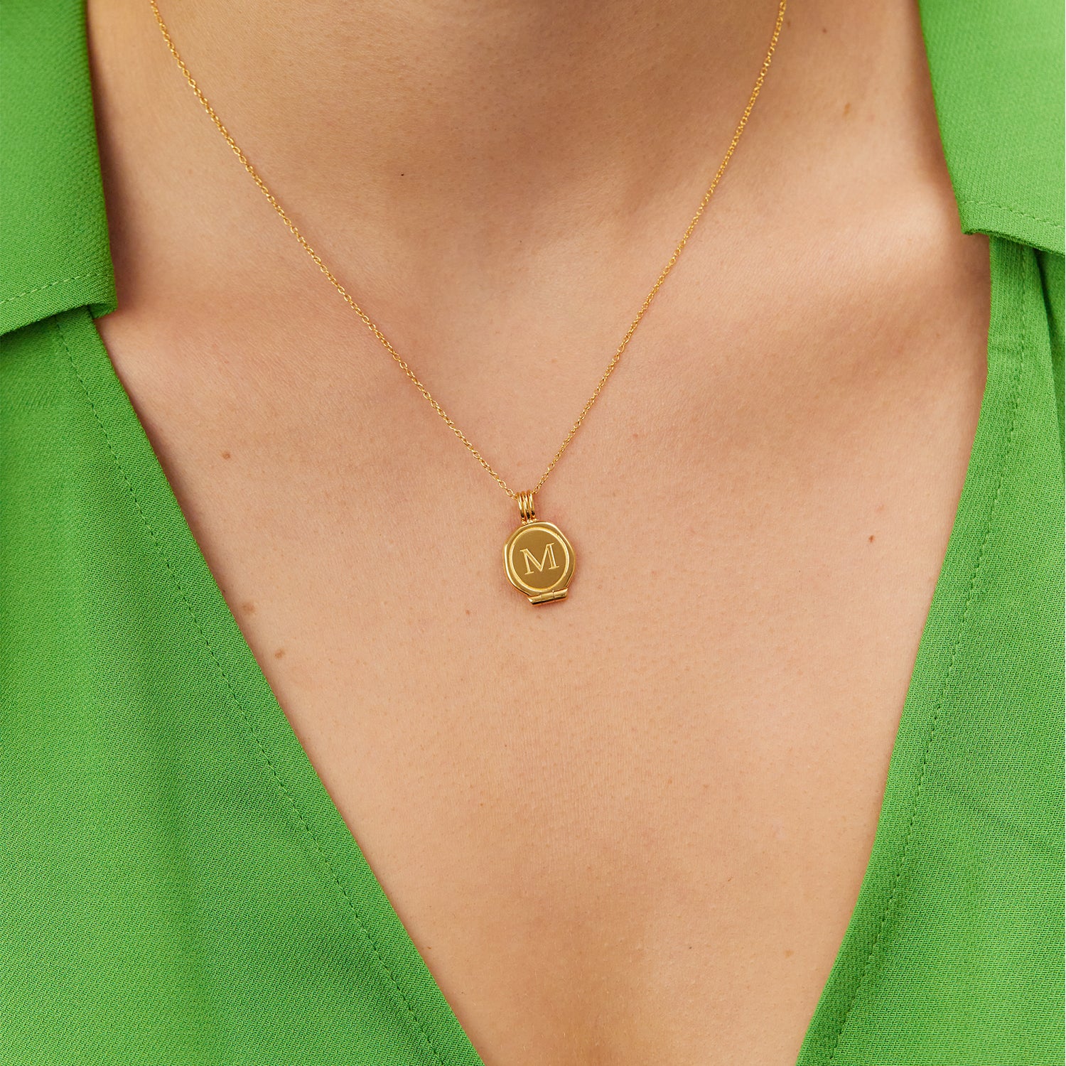 Engravable Seal Medaillon Anhänger | 585 Gold