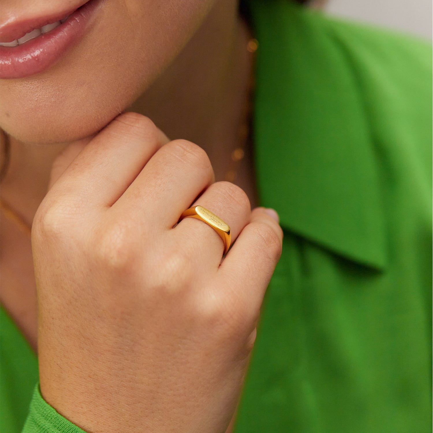 Engravable Flat-Top Ring | 585 Gold