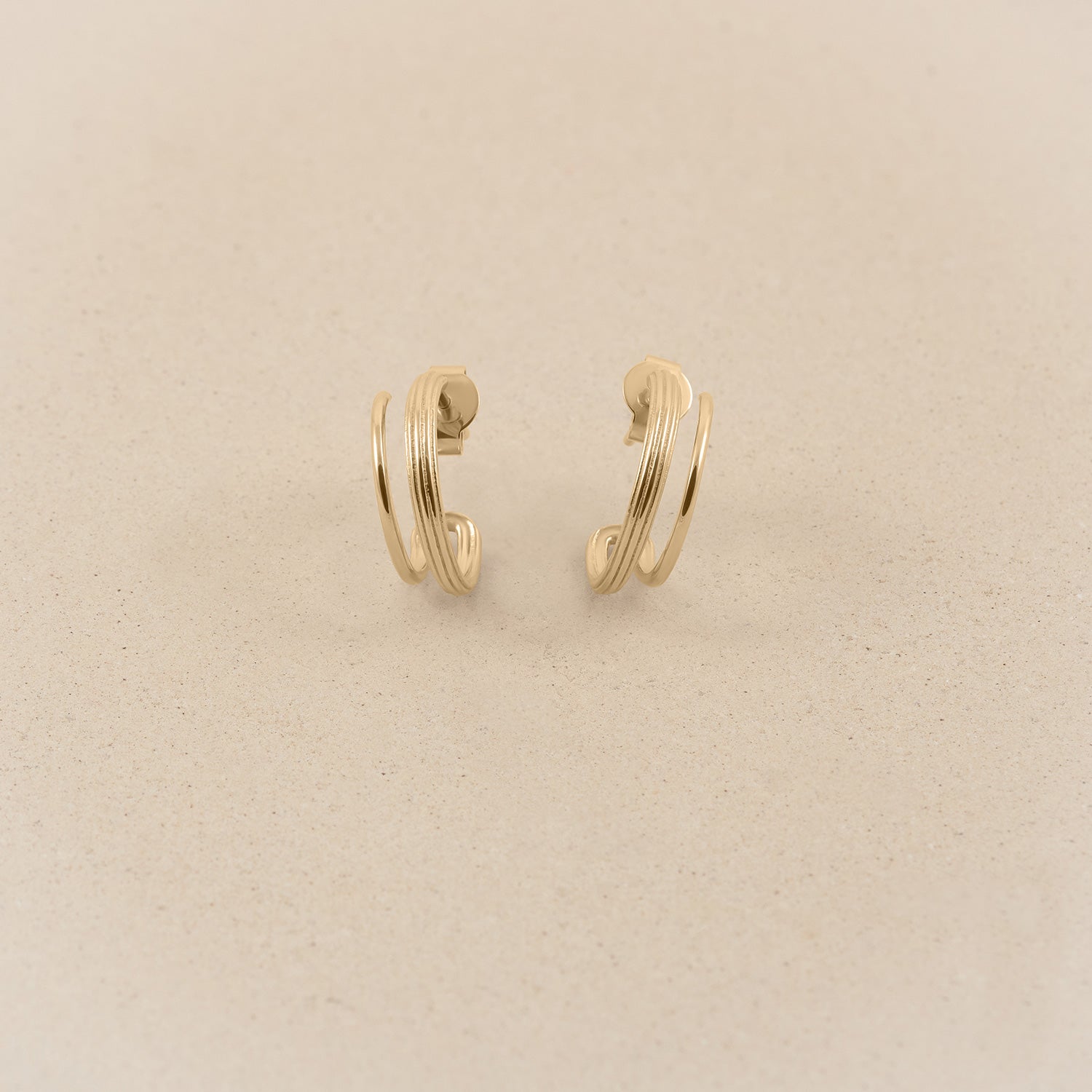 Mini Duo Creolen Ohrringe | 585 Gold