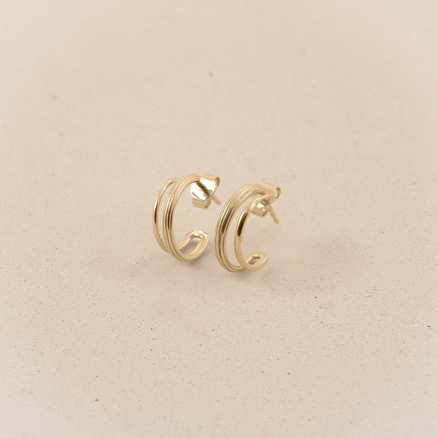 Mini Duo Creolen Ohrringe | 585 Gold