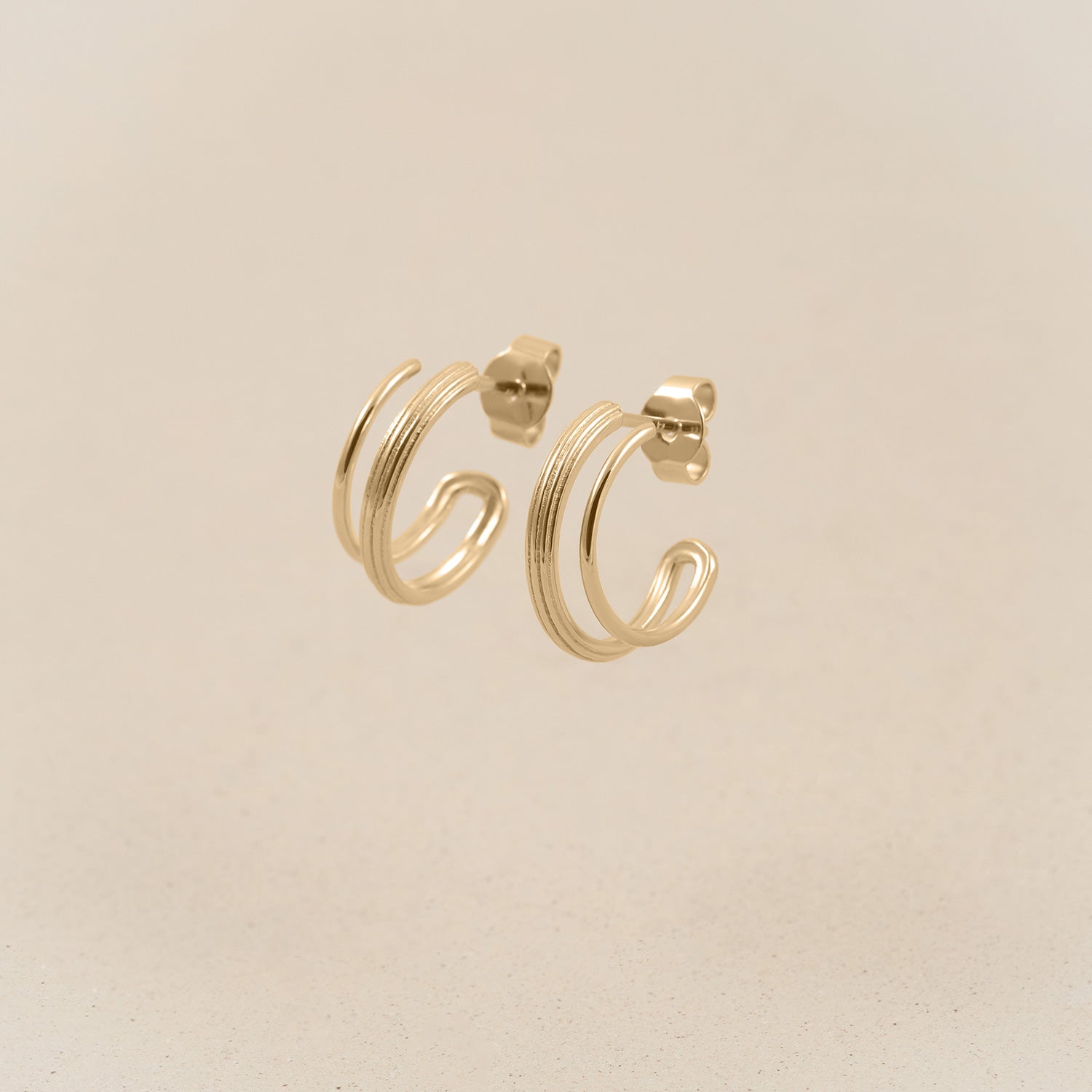 Mini Duo Creolen Ohrringe | 585 Gold