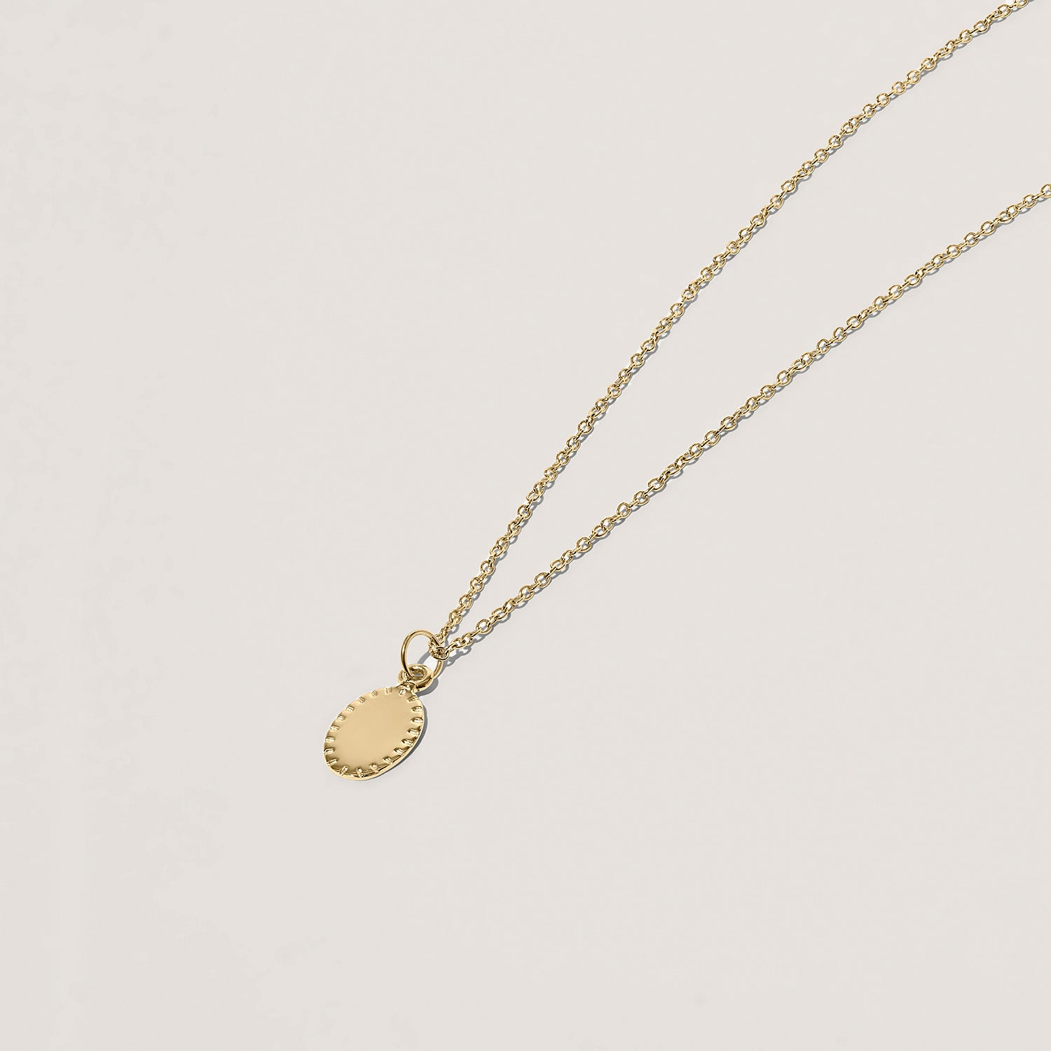 Engravable Biscuit Tag Kette Oval | 585 Gold