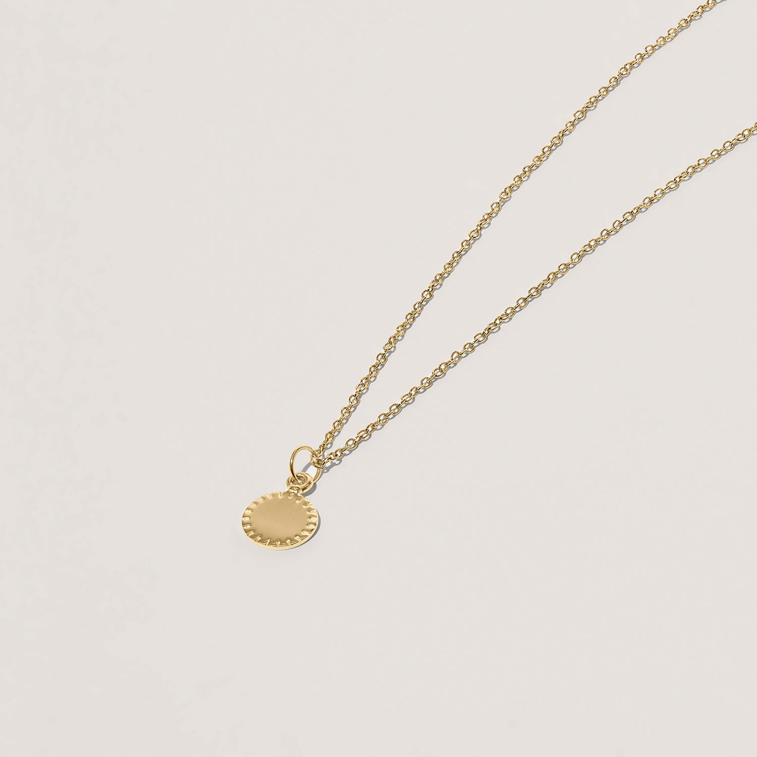 Engravable Biscuit Tag Kette Round | 585 Gold