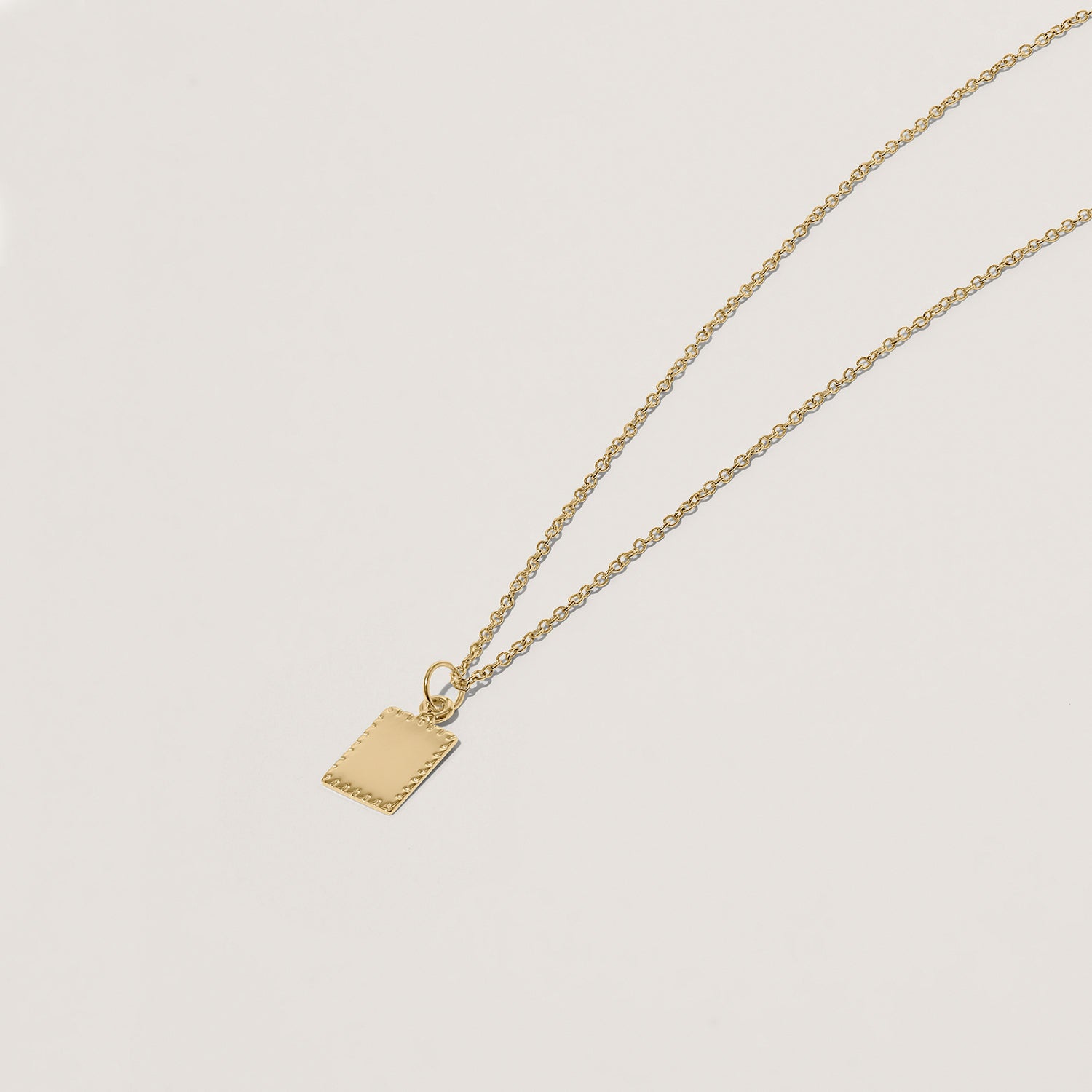 Engravable Biscuit Tag Kette Square | 585 Gold
