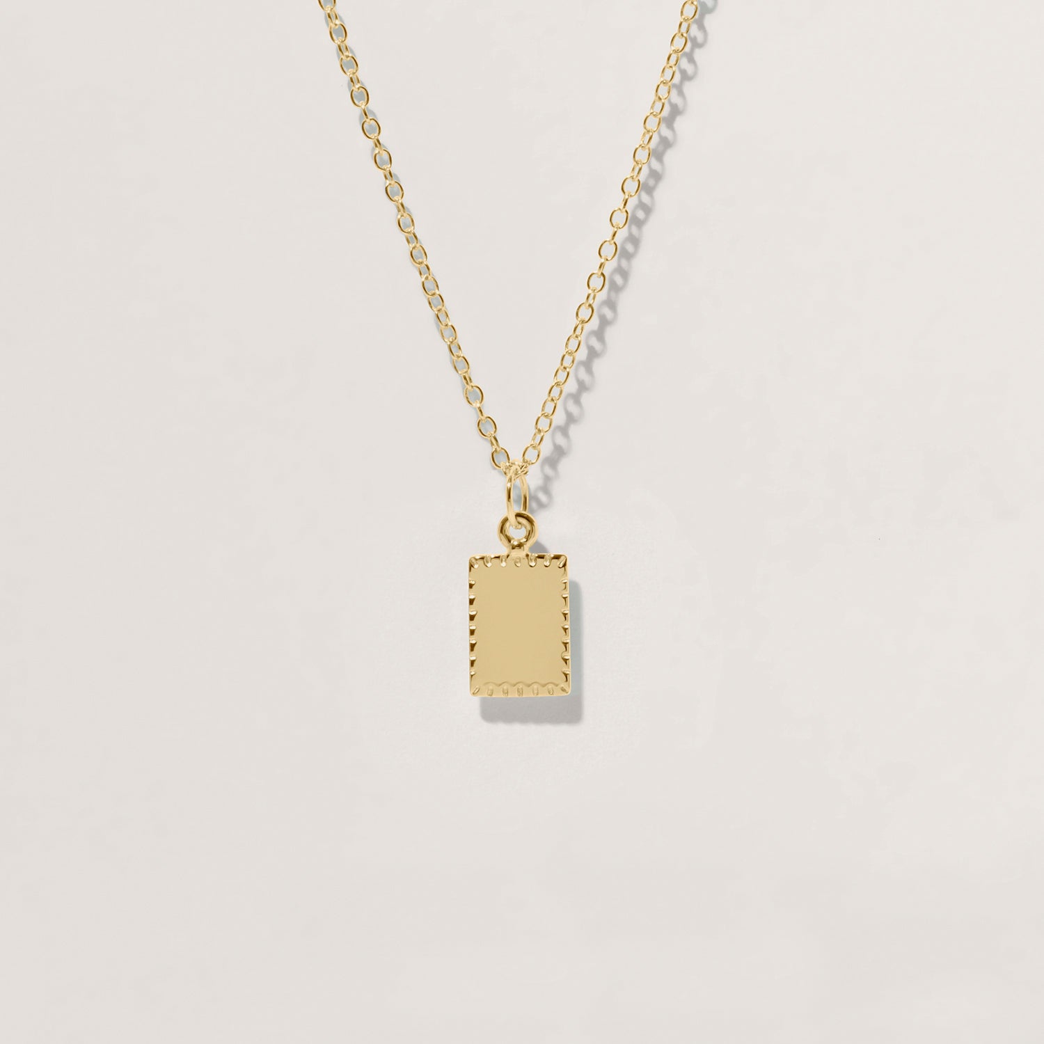 Engravable Biscuit Tag Kette Square | 585 Gold
