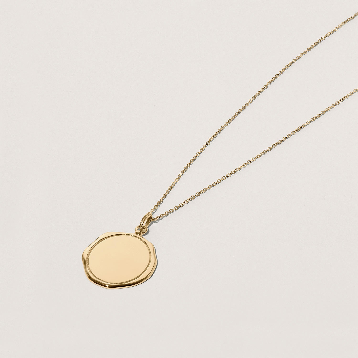 Engravable Large Seal Kette 14k Massivgold