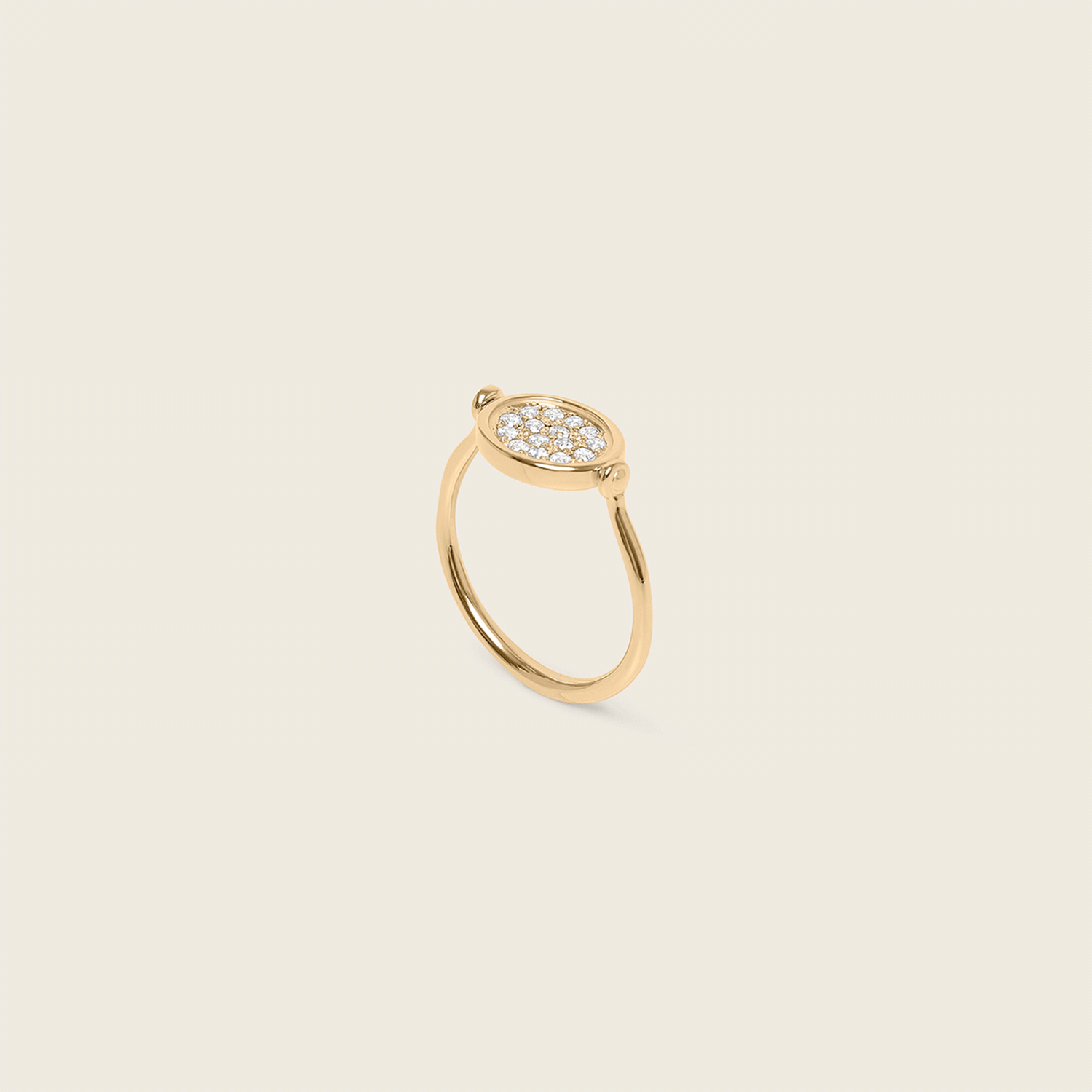 Weißer Saphir Flip Pavé Ring | 585 Gold