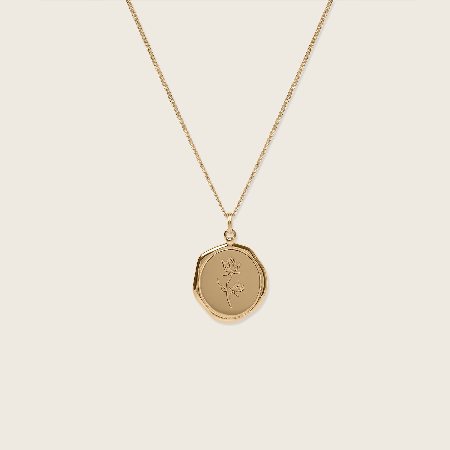 Floral Large Seal Kette | 585 Gold
