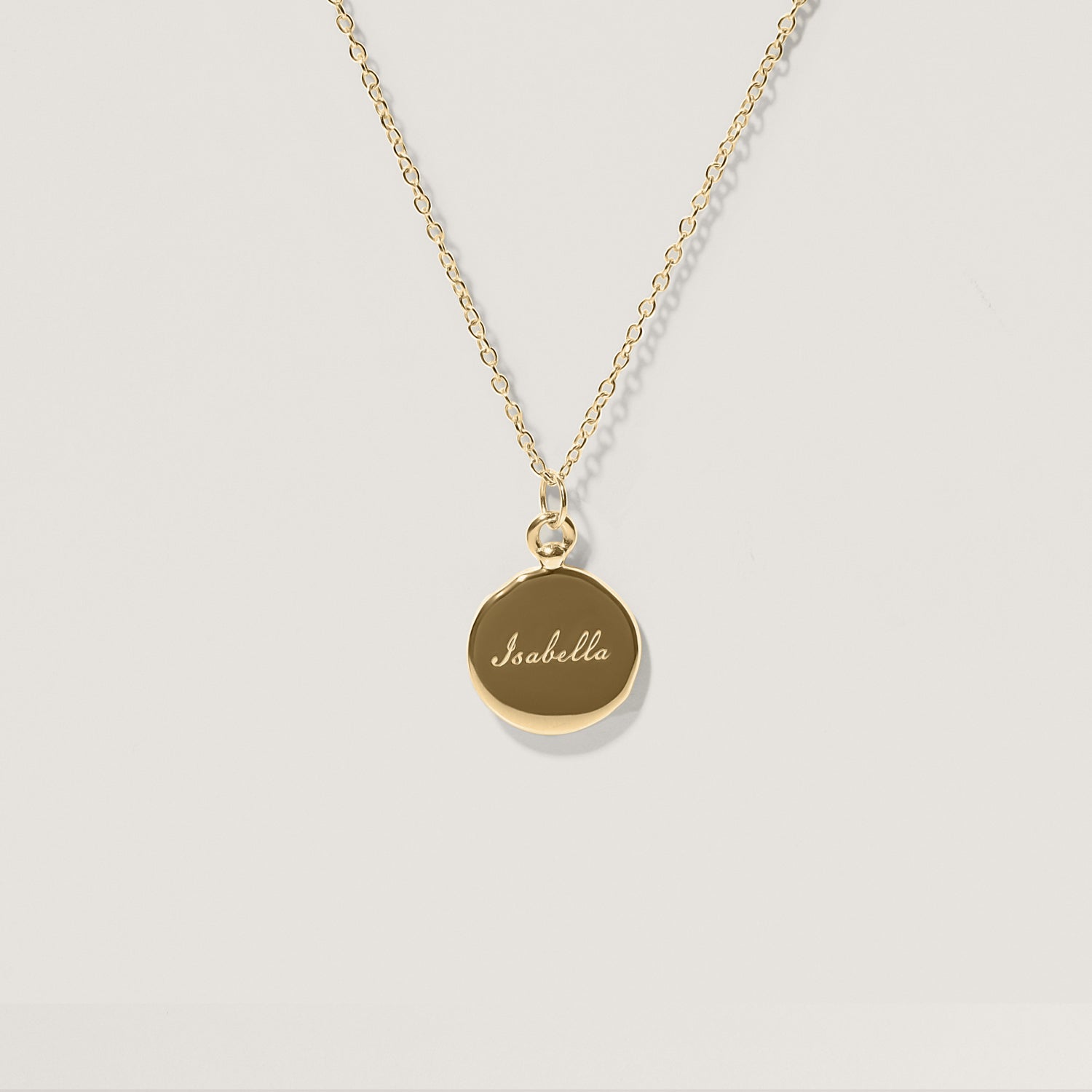 Engravable Fluid Medallion Kette 14k Massivgold - Hochglanz