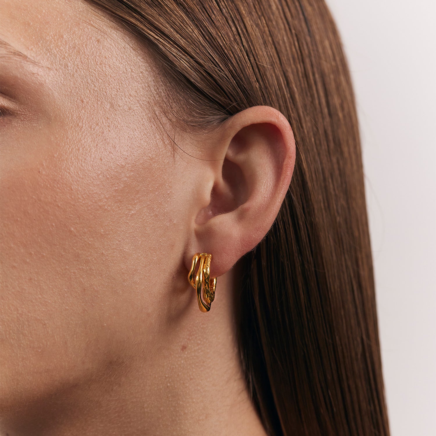 Fluid Triple Creolen Ohrringe | 585 Gold