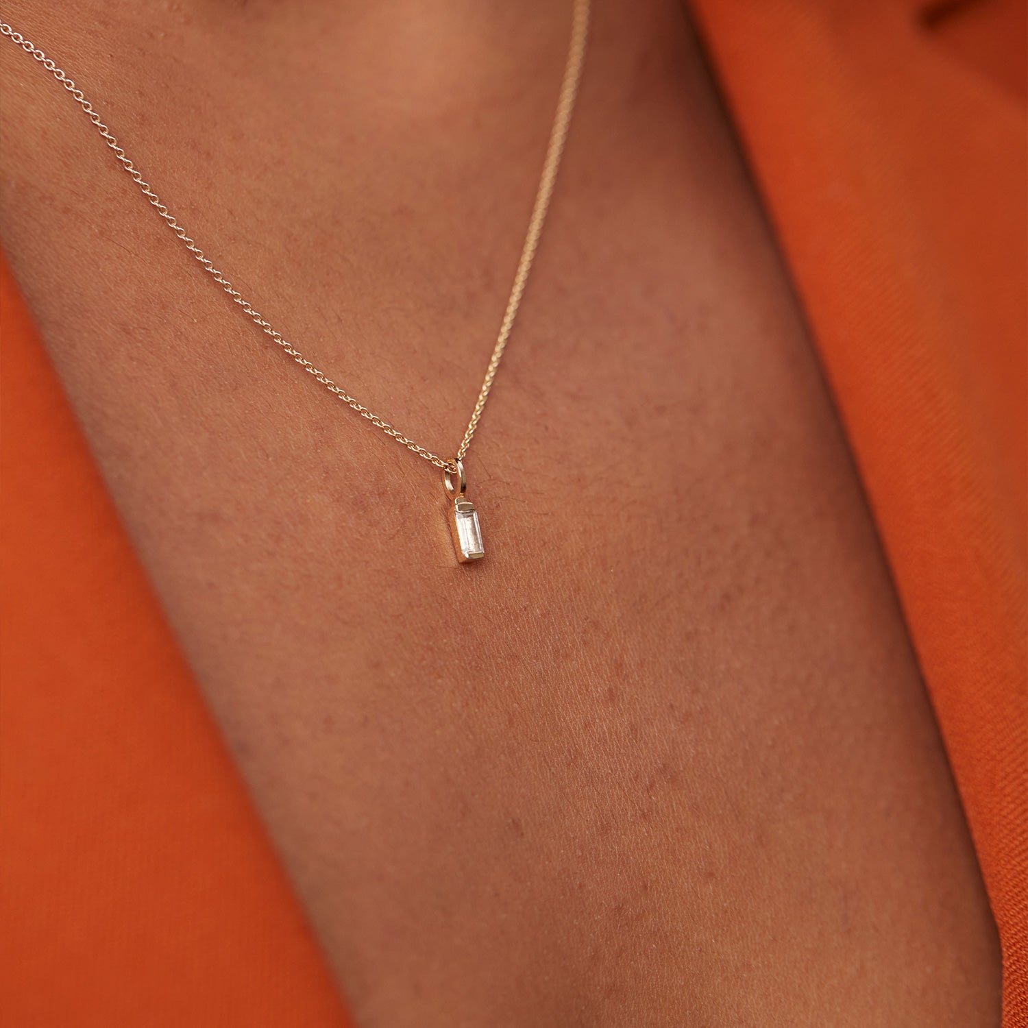 Weißer Beryll Retro Kette | 585 Gold