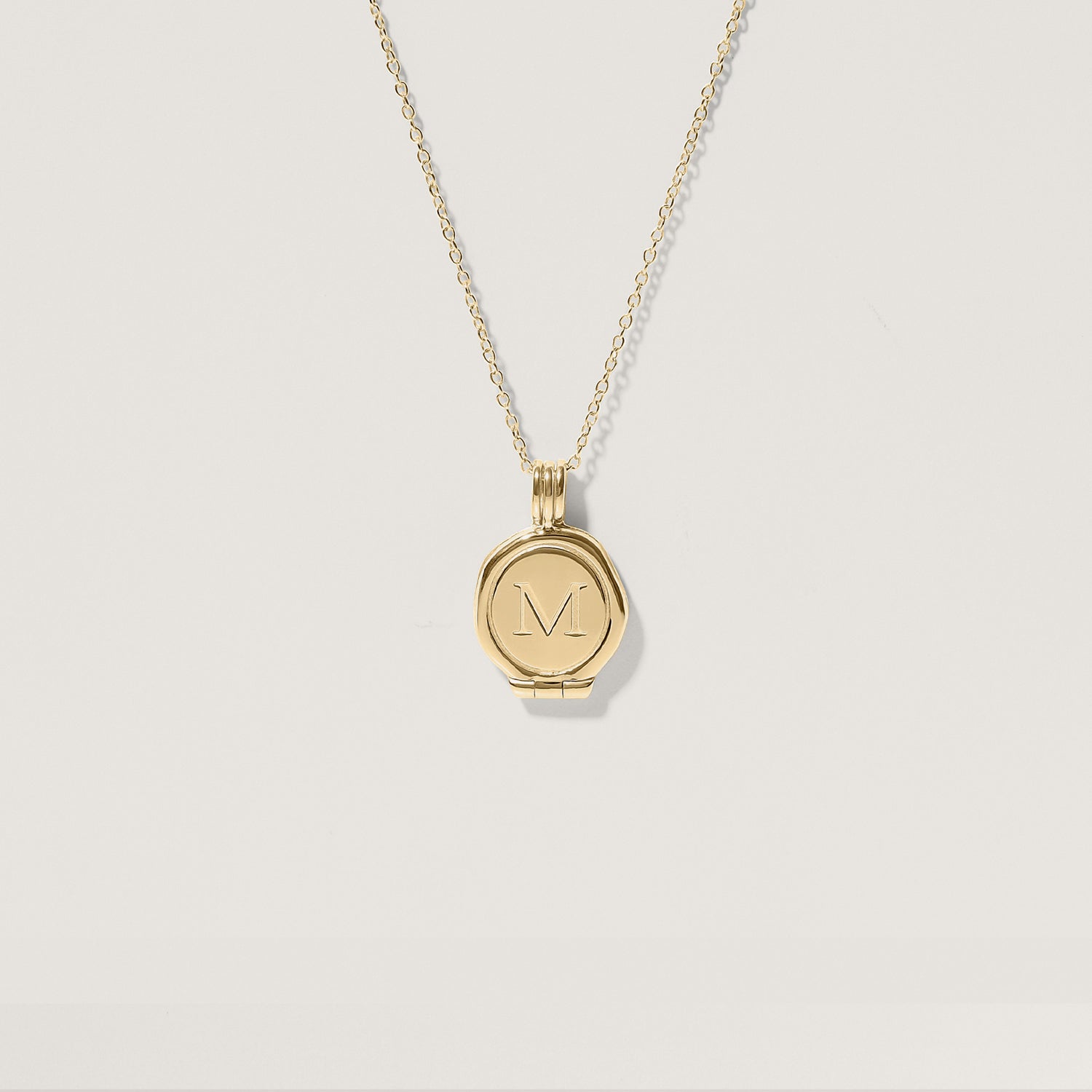 Engravable Seal Medaillon Kette 14k Massivgold