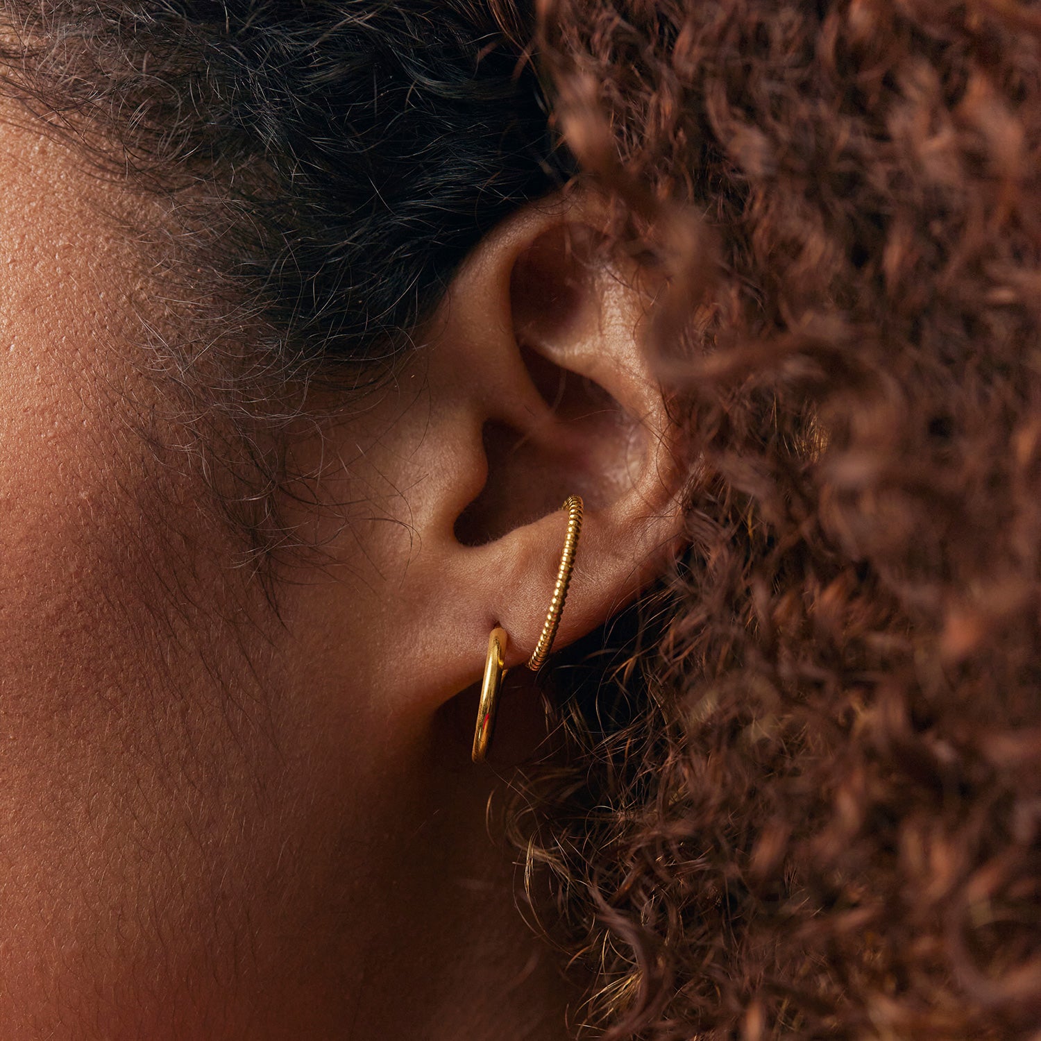 Snake Tail Double Ear Climbers | 585 Gold