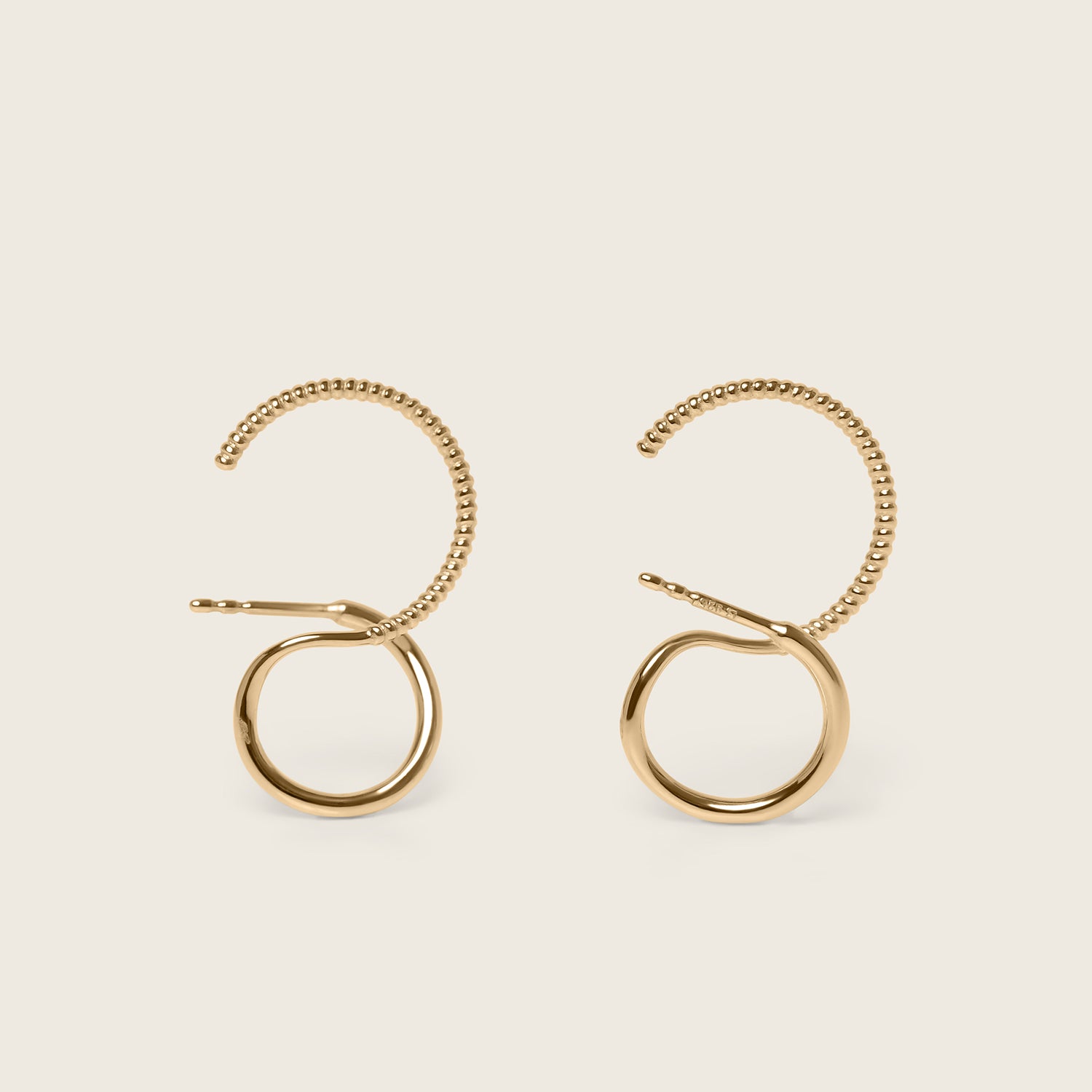 Snake Tail Double Ear Climbers 14k Massivgold