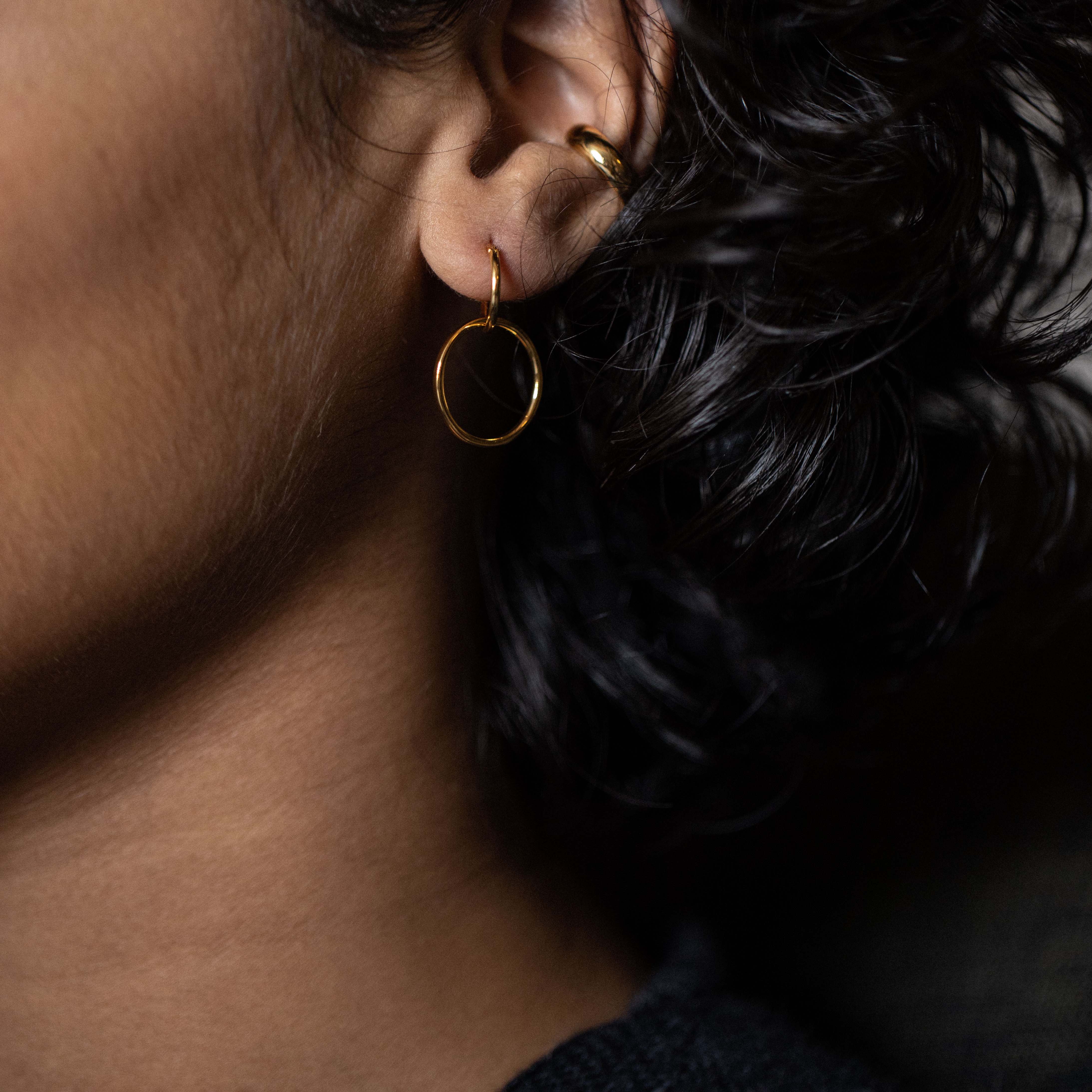 Basic Double Creolen Ohrringe | 585 Gold