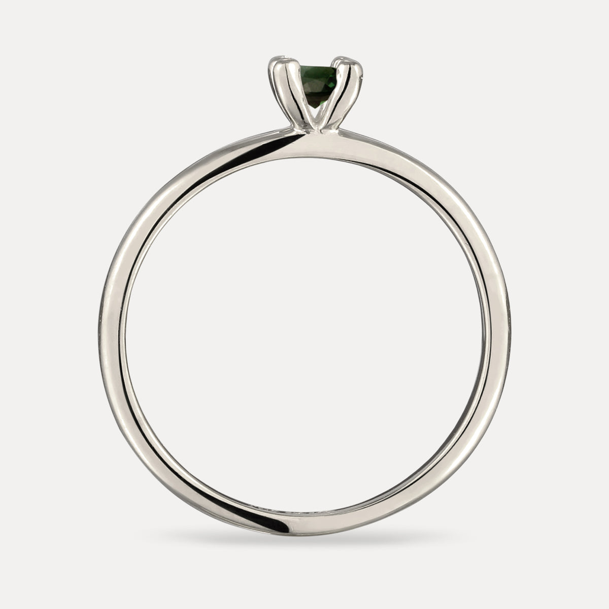 Grüner Turmalin Solitär Ring - Rund