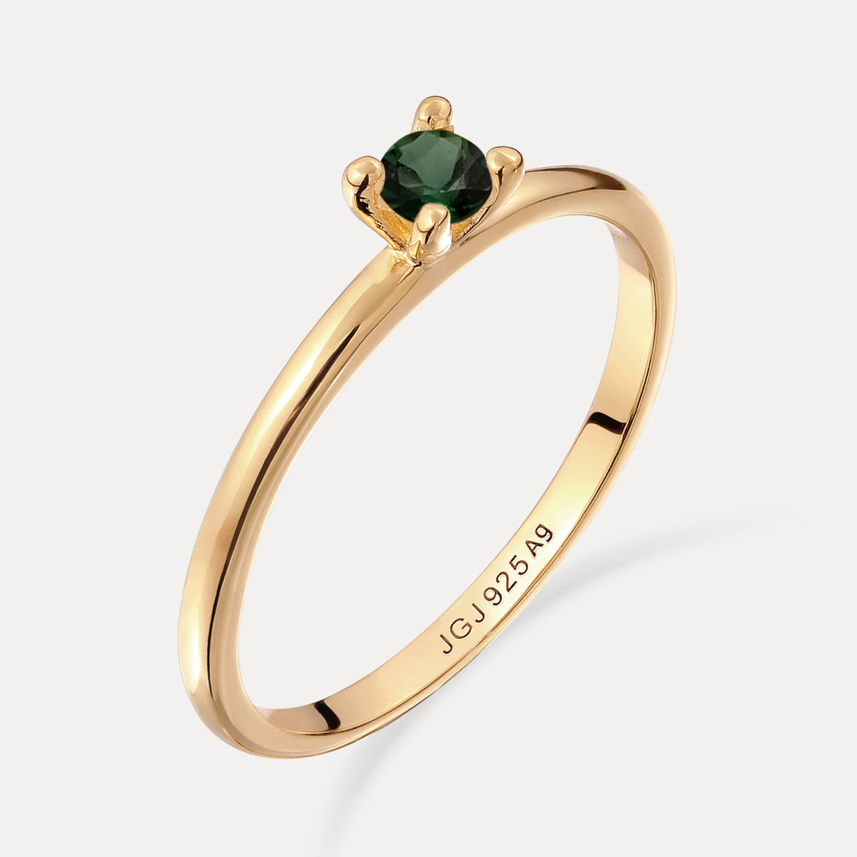 Grüner Turmalin Solitär Ring - Rund