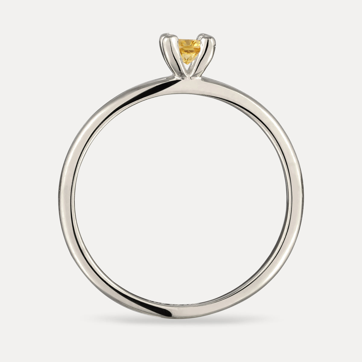 Gelber Citrin Solitär Ring - Rund