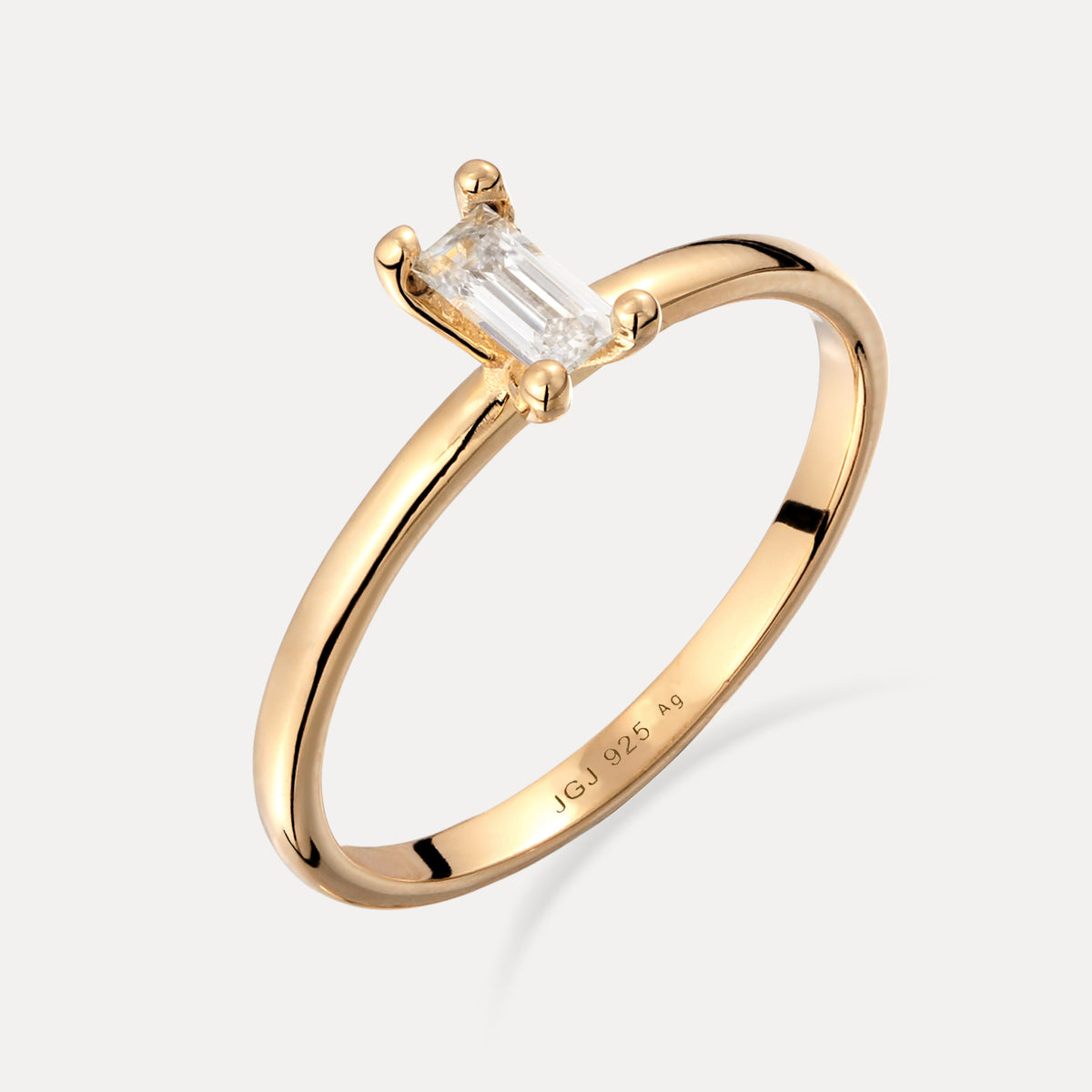 Weißer Beryll Solitär Ring - Baguette