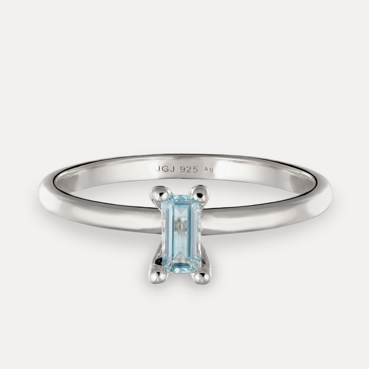 Blauer Aquamarin Solitär Ring - Baguette